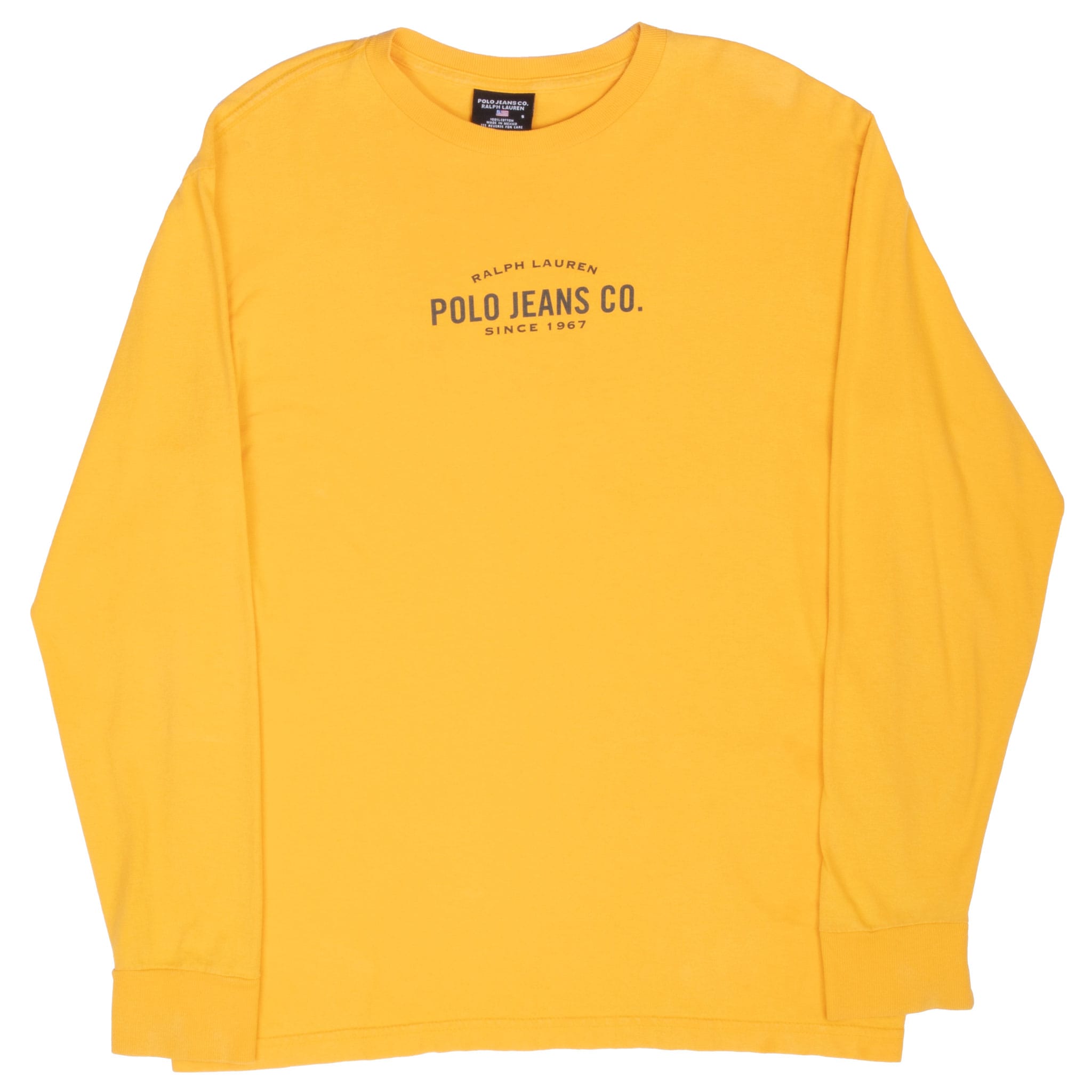 Vintage Ralph Lauren Polo Jeans Yellow Long Sleeve Tee Shirt Size Small