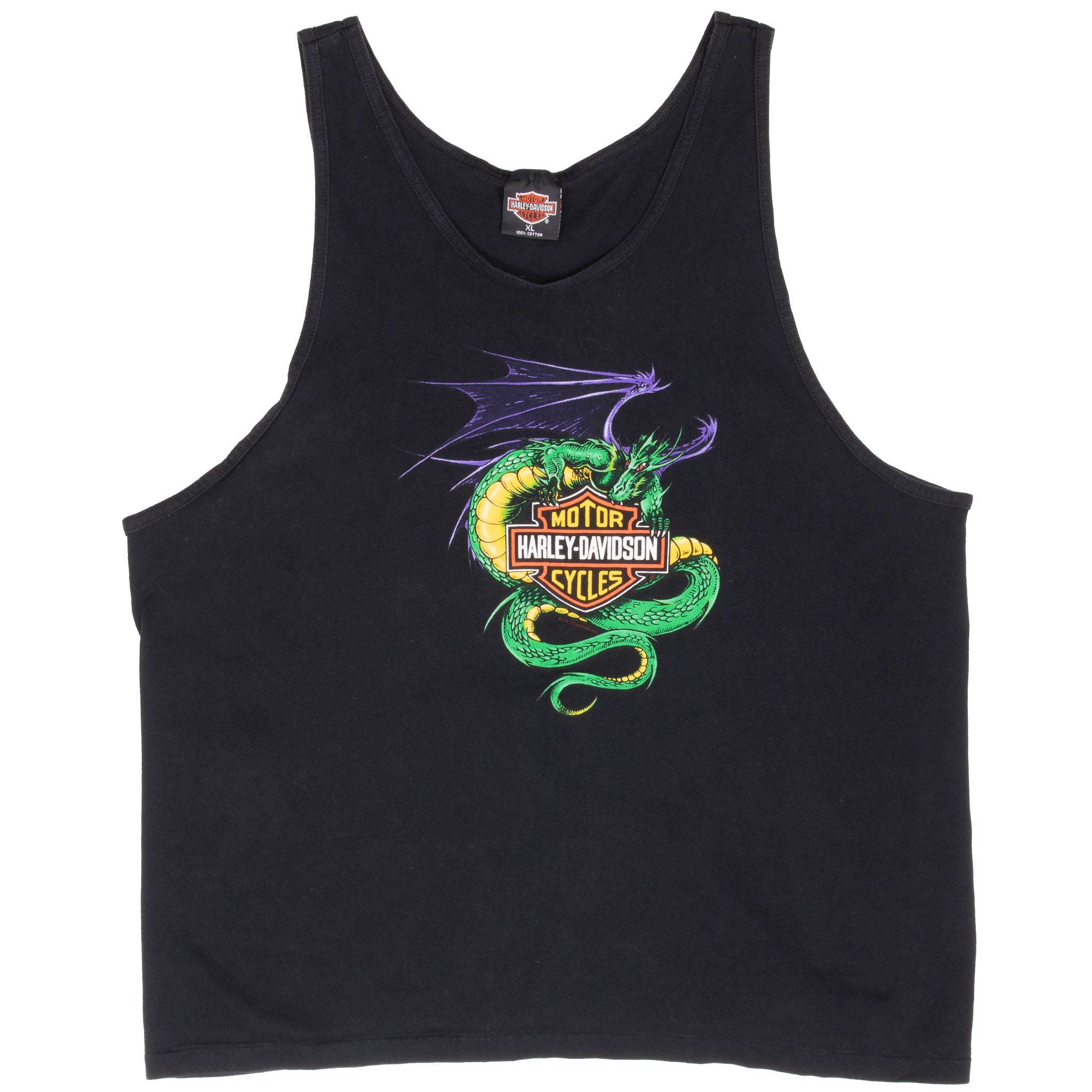 Vintage Harley Davidson World Dragon Oklahoma City Tank Top Tee Shirt 1994 Size XL Made In Usa