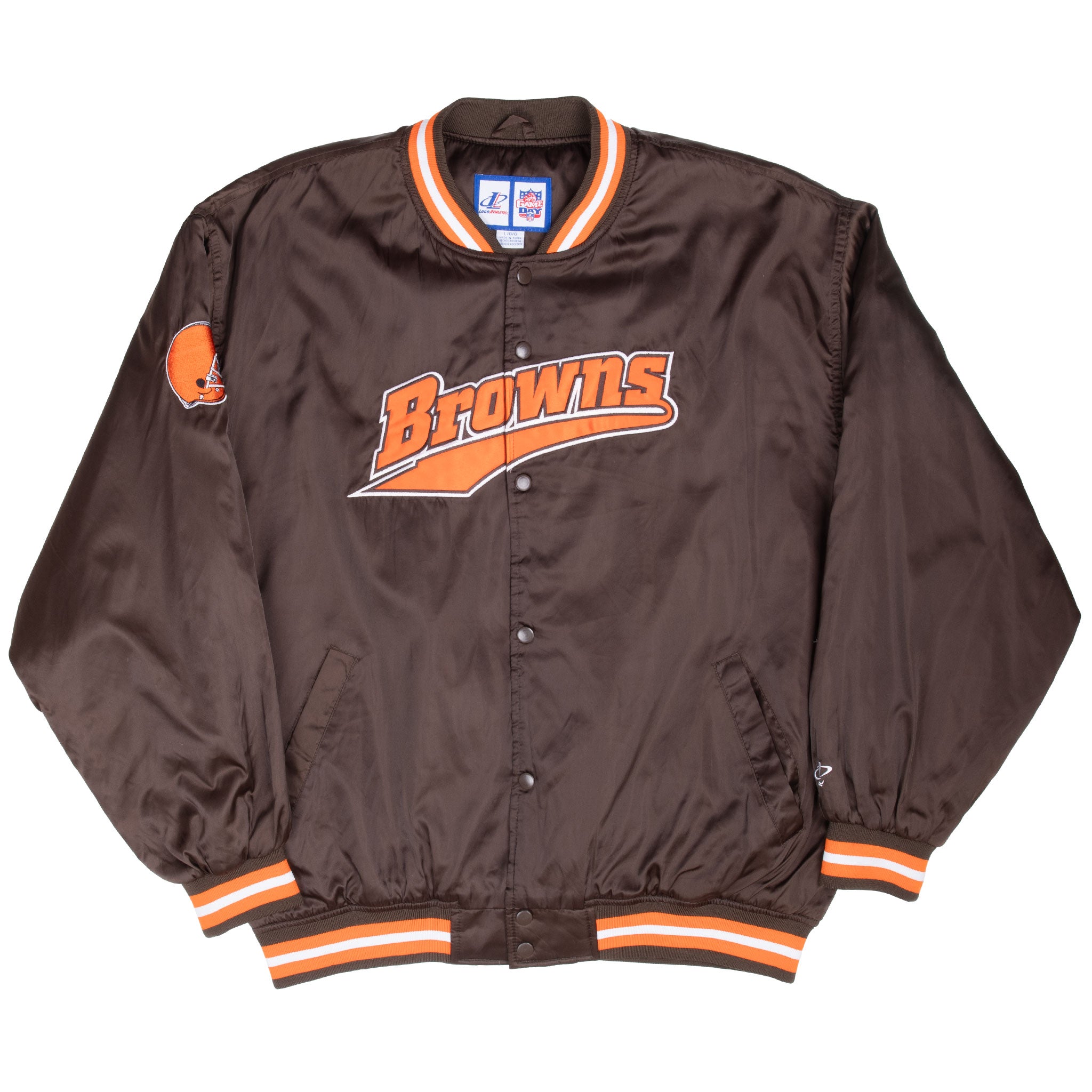 Vintage Nfl Cleveland Browns Bomber Satin Jacket 1990S Size Large