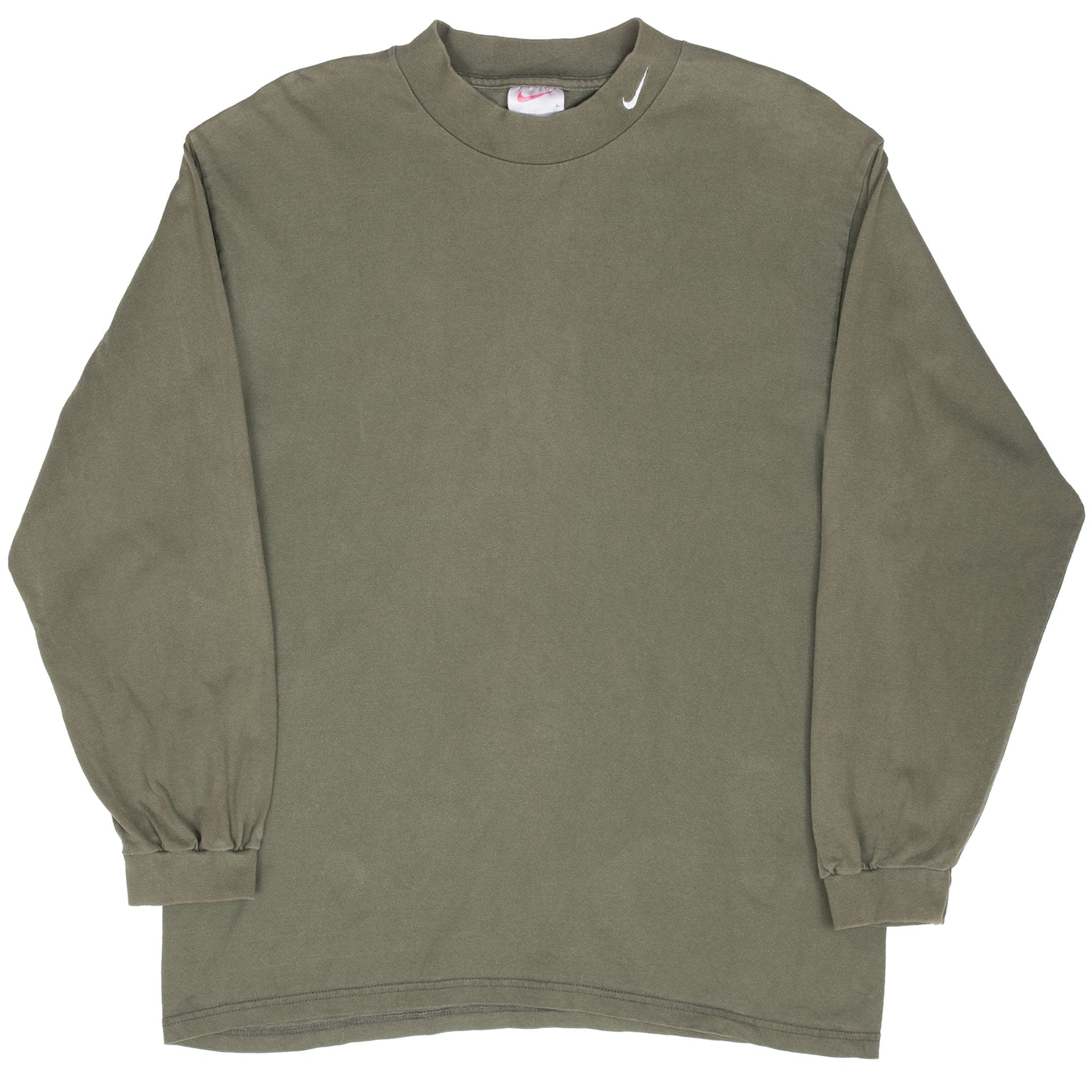 Vintage Nike Olive Green Long Sleeve Turtle Neck Tee Shirt 1990S Size Large