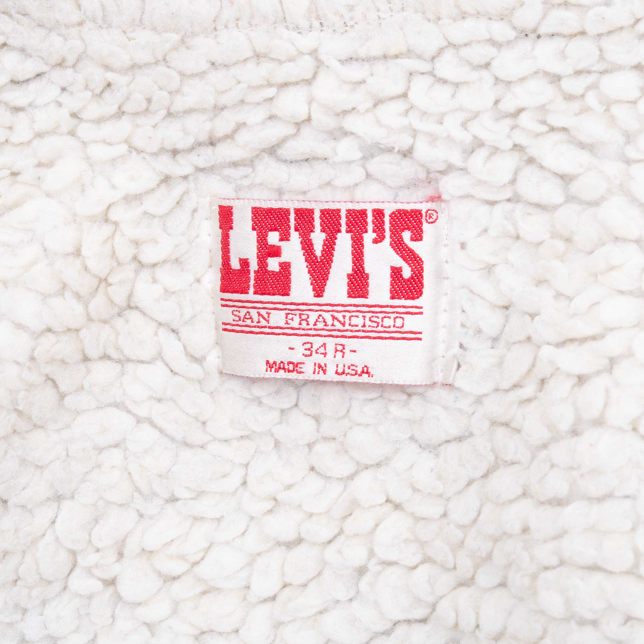 Vintage Levis Sherpa Trucker Denim Jacket 1980S Size 34R Made In Usa