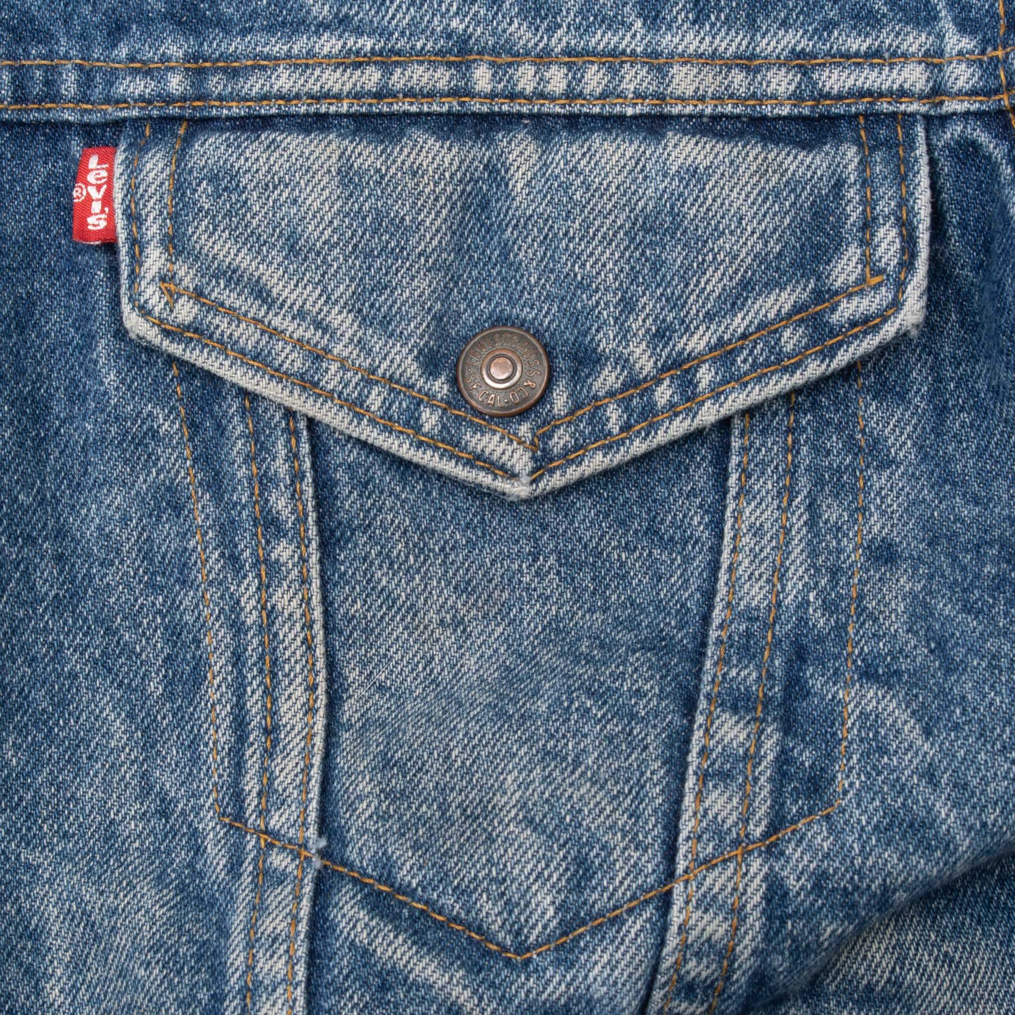 Vintage Levis Sherpa Trucker Denim Jacket 1980S Size 34R Made In Usa