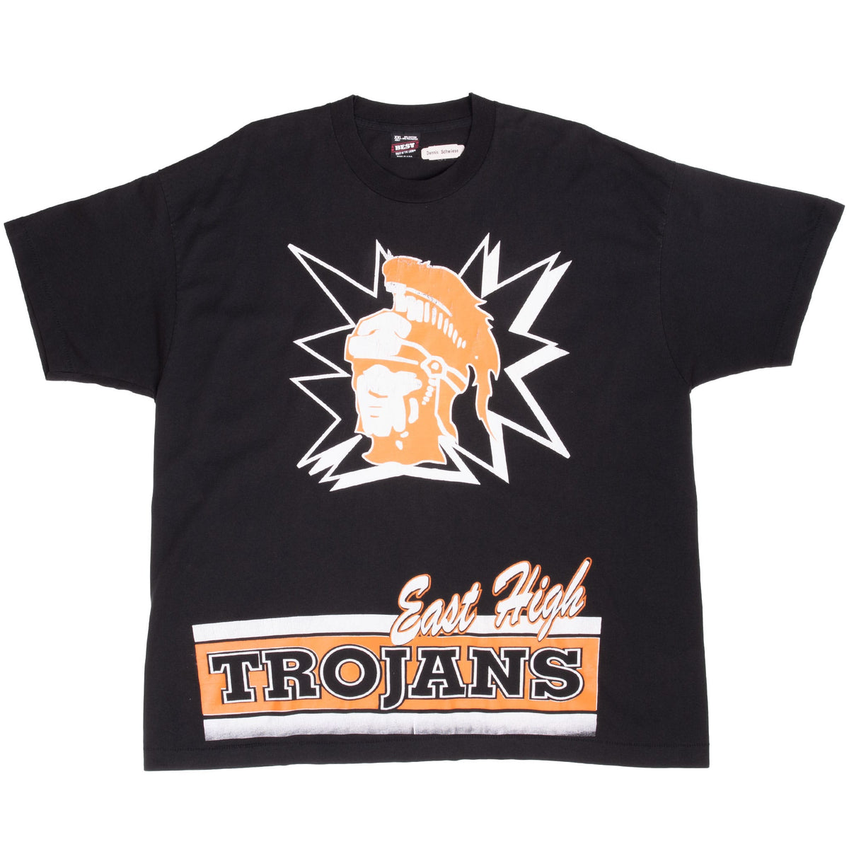 Vintage East High Trojans Tee Shirt 1990S Size 2Xl Made In Usa With Single Stitch Sleeves