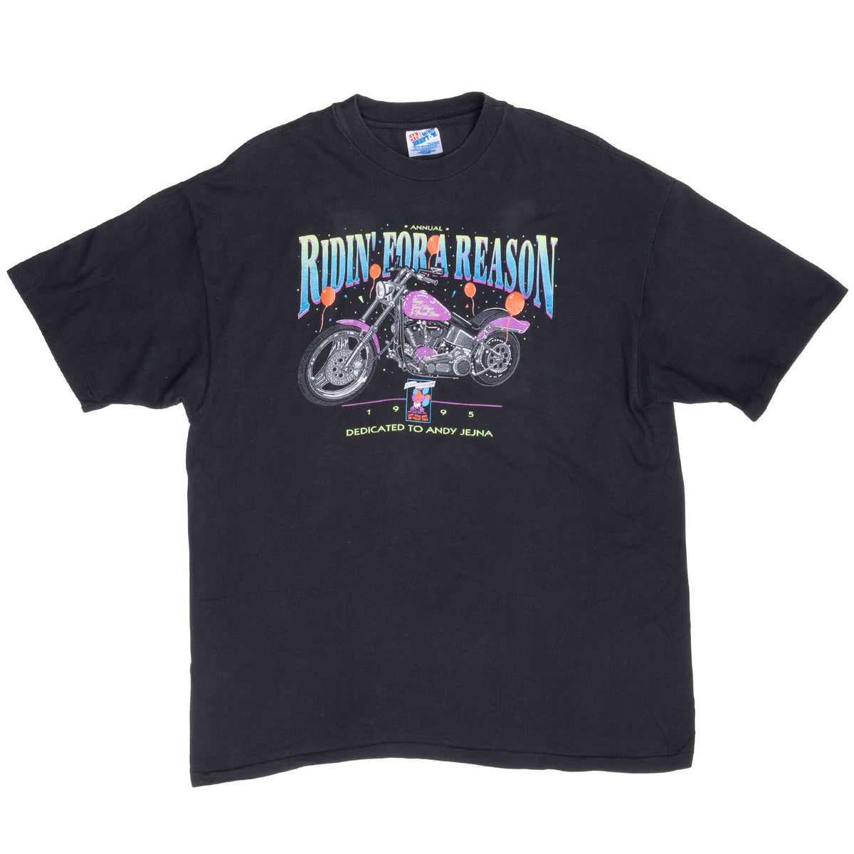 Vintage Riding For A Reason Harv's Biker Tee Shirt 1995 Size XL Made In Usa With Single Stitch Sleeves