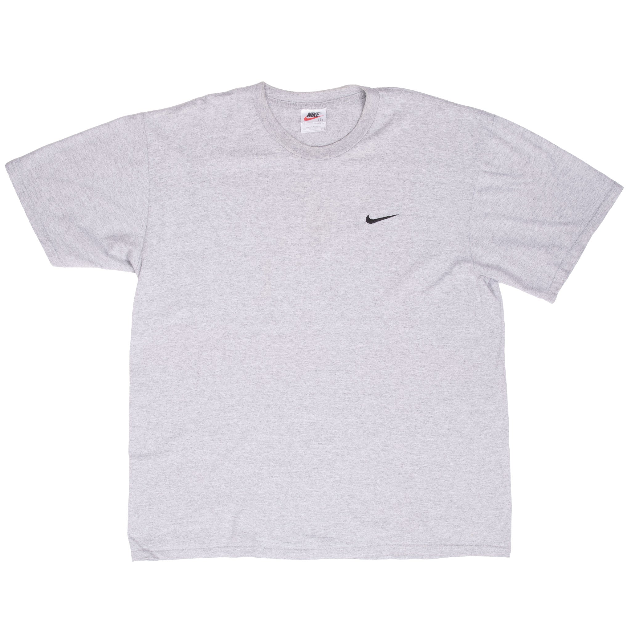 Vintage Nike Classic Swoosh Grey Tee Shirt 1990S Size Large Made In Usa