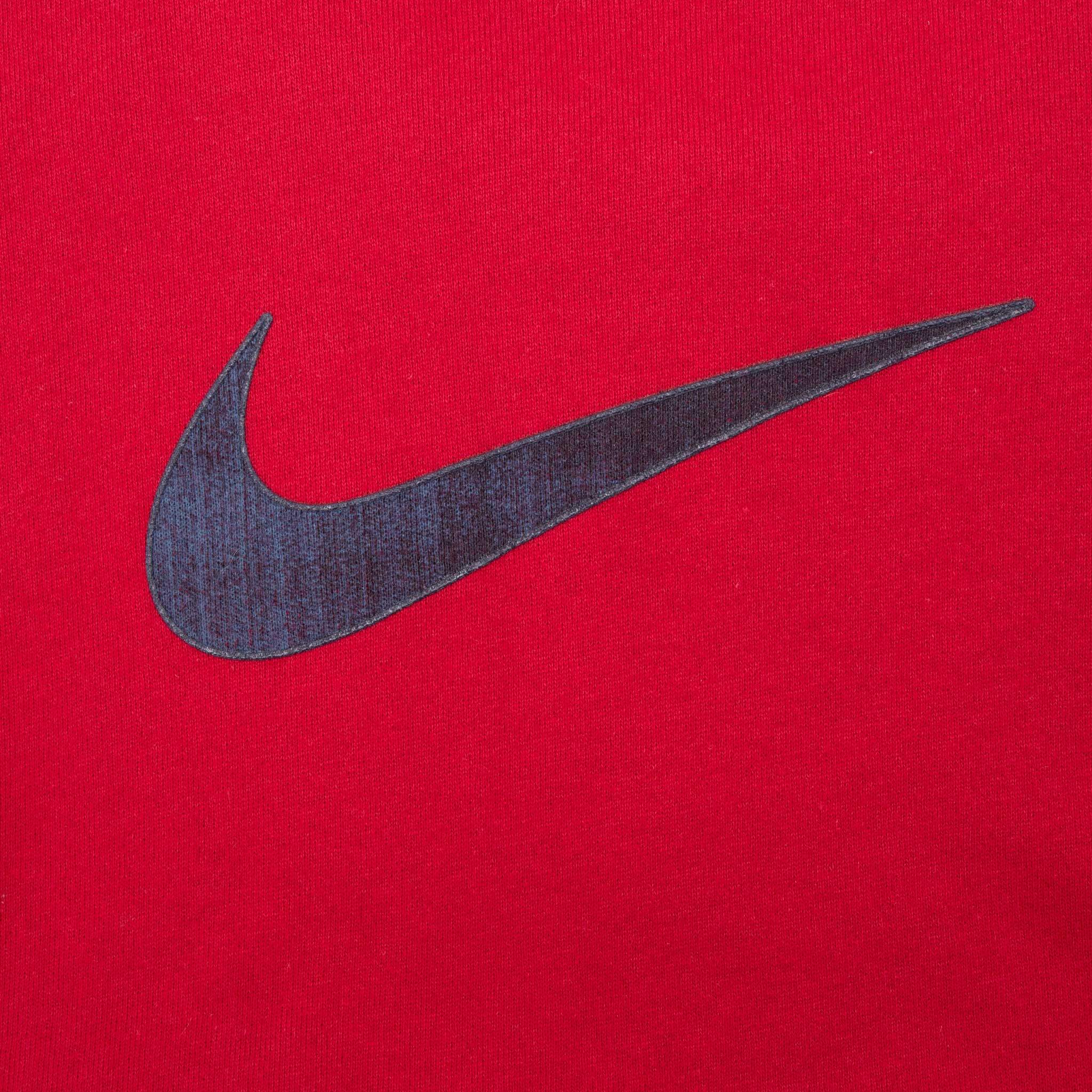 Vintage Nike Big Swoosh Red Sweatshirt 1990S Size 2XL Made In Usa