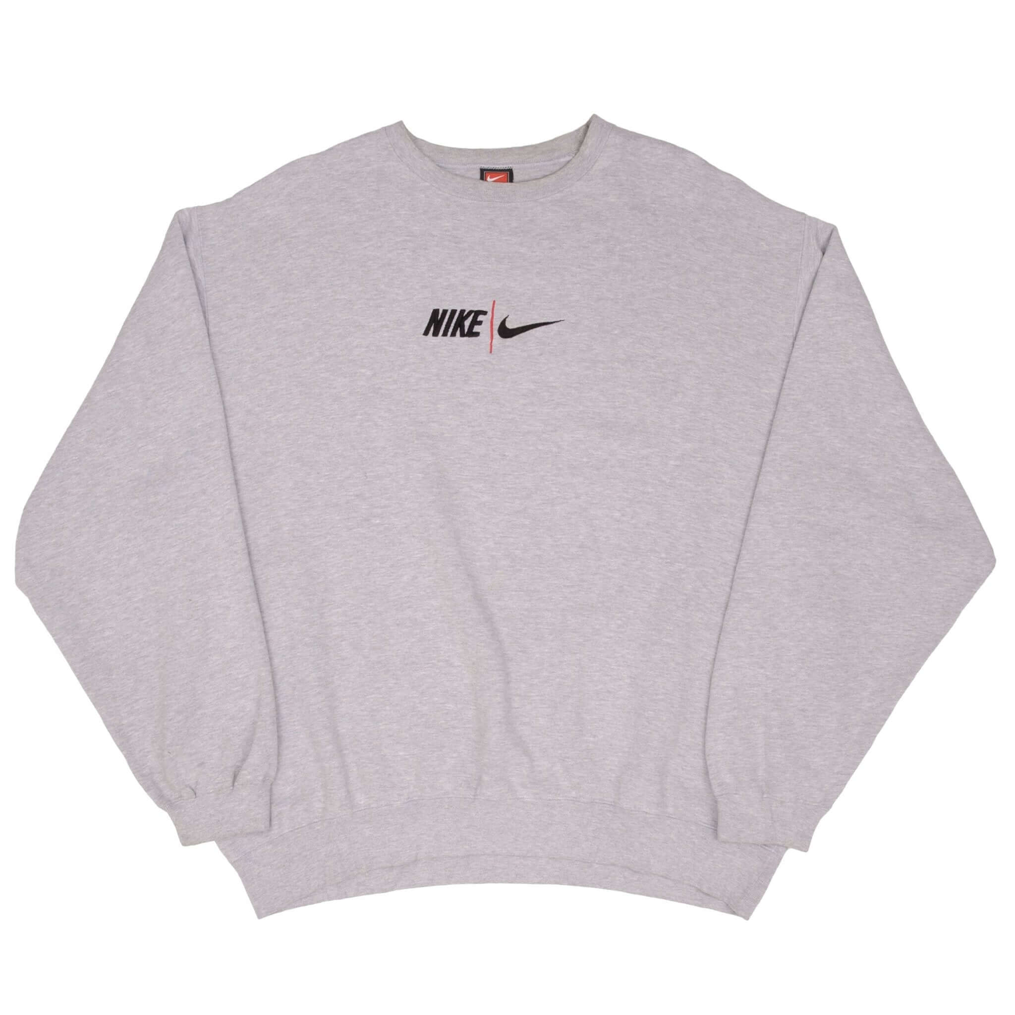 Vintage Nike Spellout Swoosh Gray Crewneck Sweatshirt 1990S Size 2XL