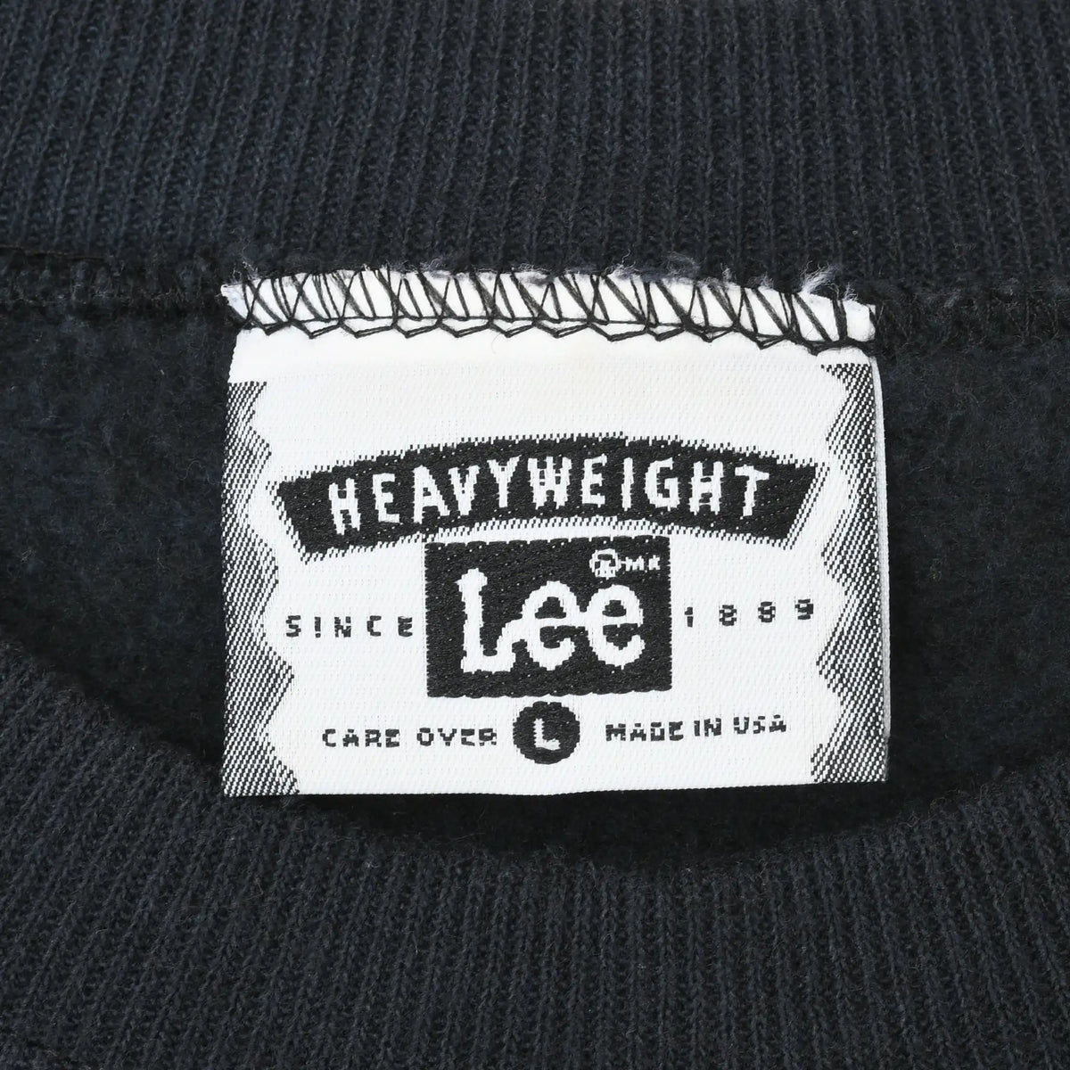 Lee Heavyweight size large neck label with Made in USA text