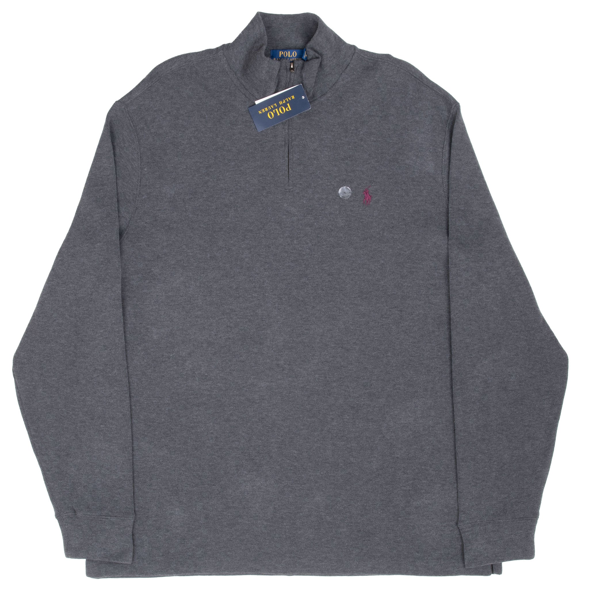 Vintage Polo Ralph Lauren Dark Grey Quarter 1/4 Zip Sweater Size Xl Deadstock