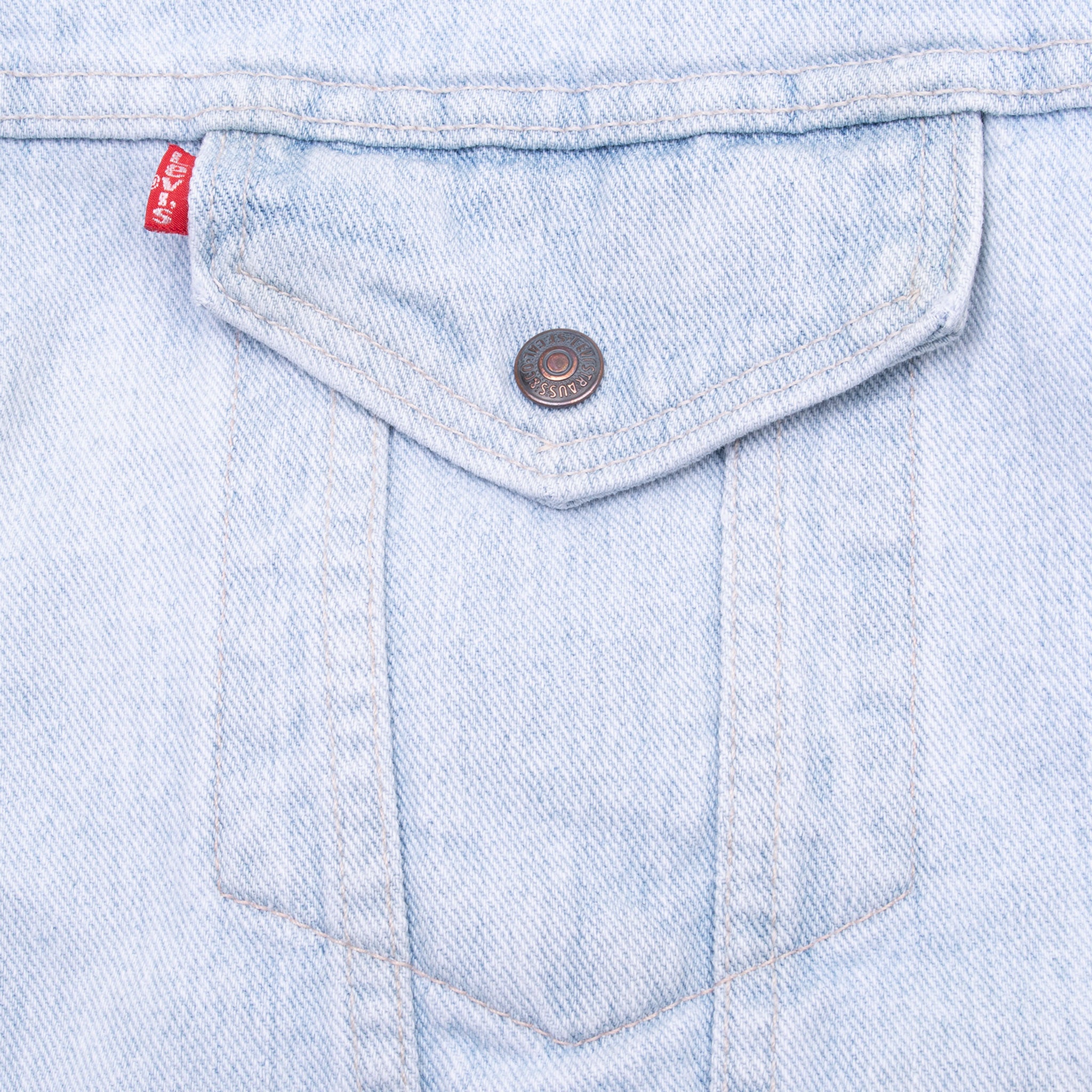 Vintage Levis Sherpa Trucker Blue Light Wash Denim Jacket 1980S Size Large Made In Usa