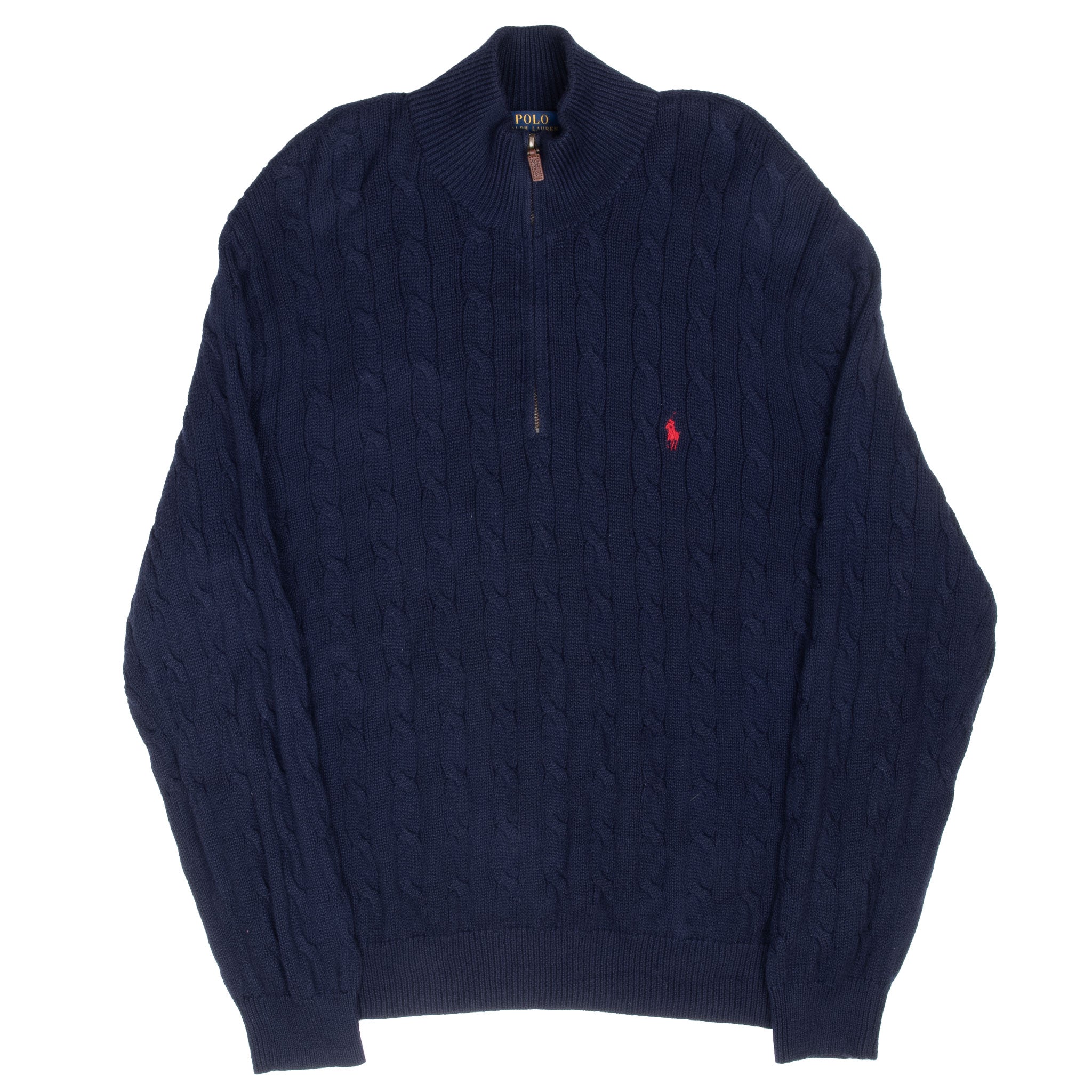 Vintage Polo Ralph Lauren Navy Blue Knit Quarter 1/4 Zip Sweater Size 2XL