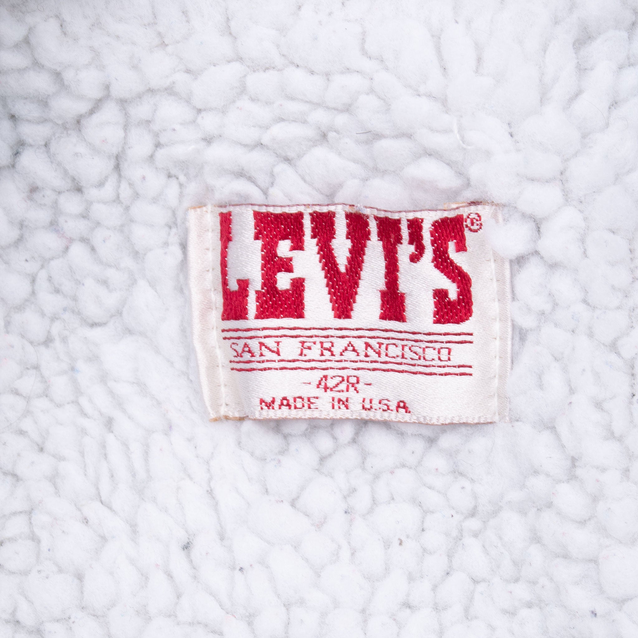 Vintage Levis Sherpa Trucker Blue Denim Jacket 1980S Size 42R Made In Usa