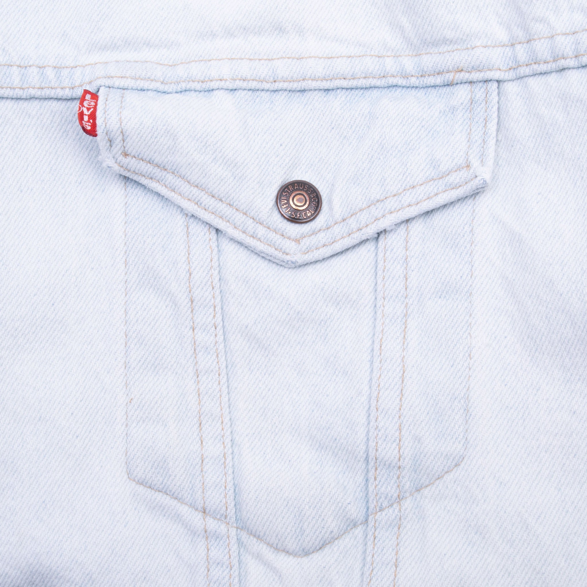 Vintage Levis Sherpa Trucker Blue Light Wash Denim Jacket 1980S Size XL Made In Usa