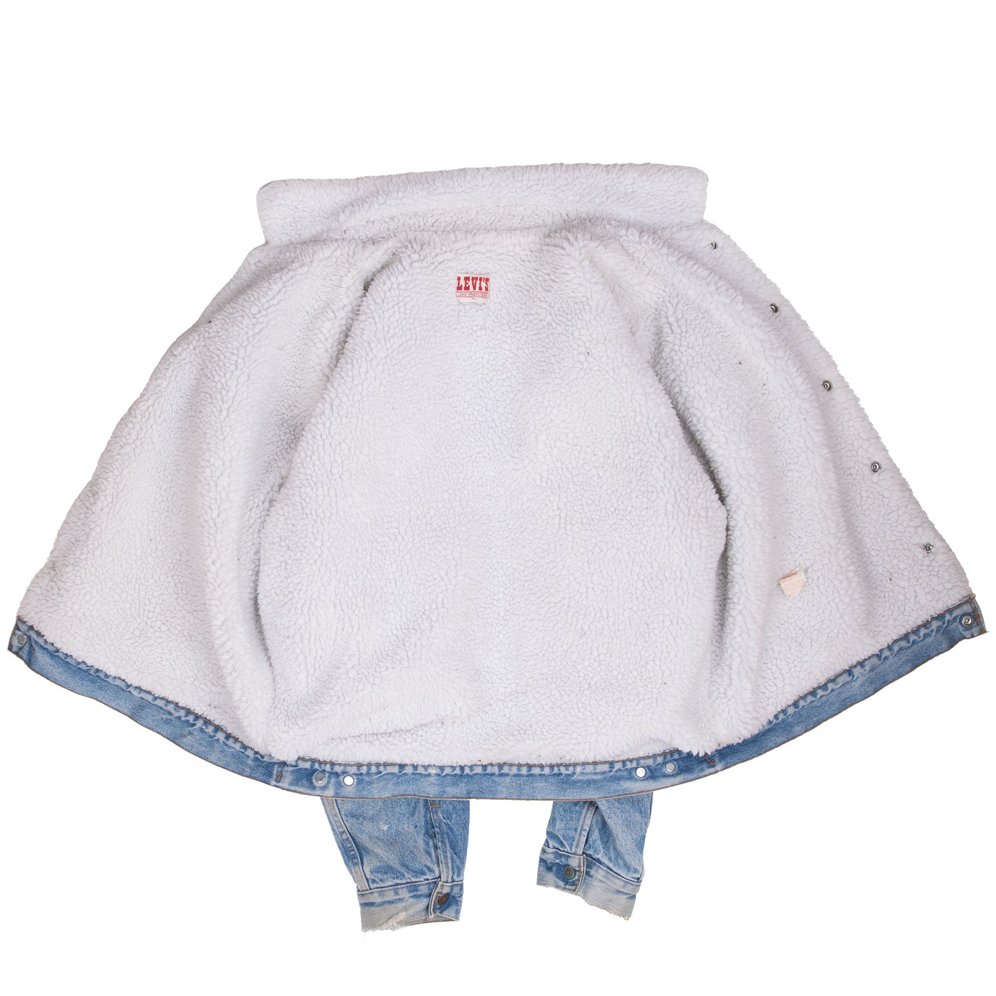 Vintage Levis Sherpa Trucker Blue Denim Jacket 1980S Size XL Made In Usa