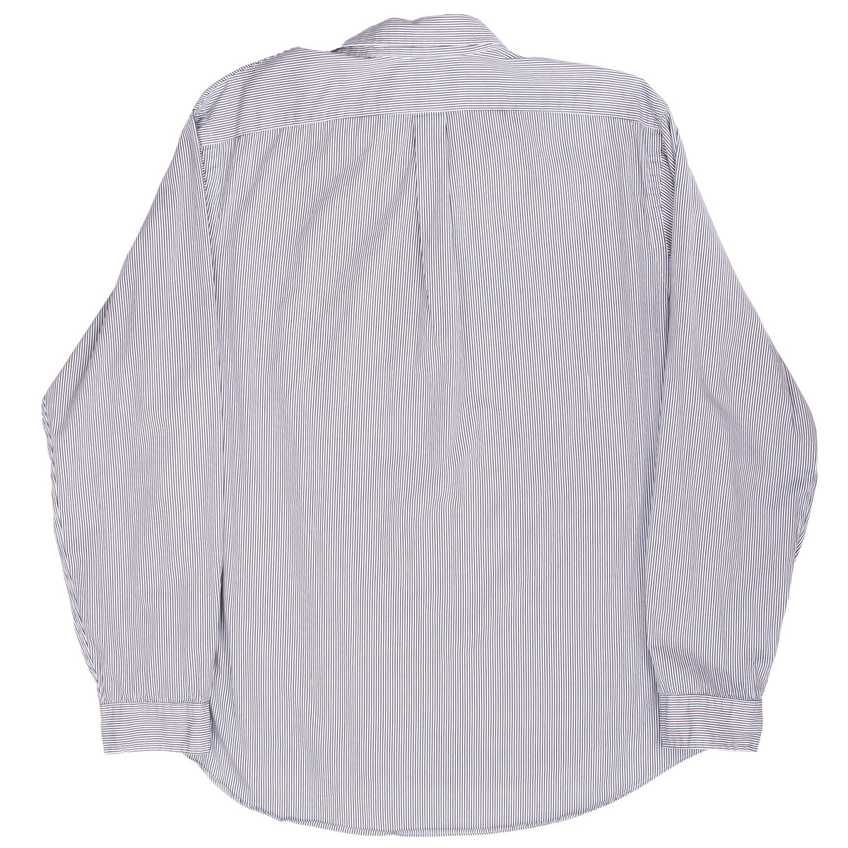 Back of Ralph Lauren black and white striped shirt with yoke and center box pleat