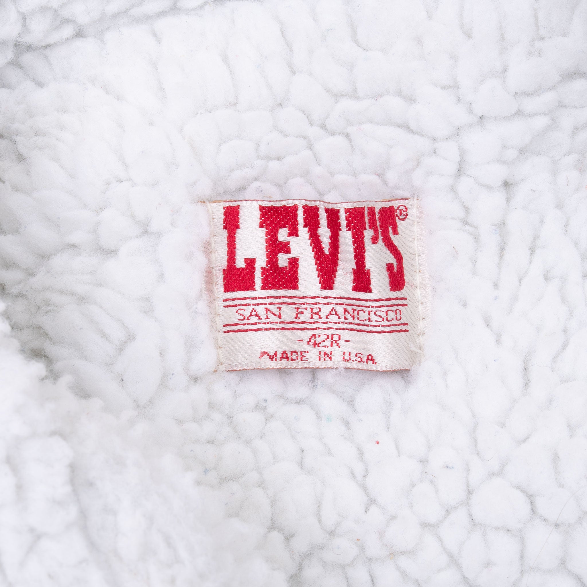 Vintage Levis Sherpa Trucker Blue Denim Jacket 1980S Size 42R Made In Usa