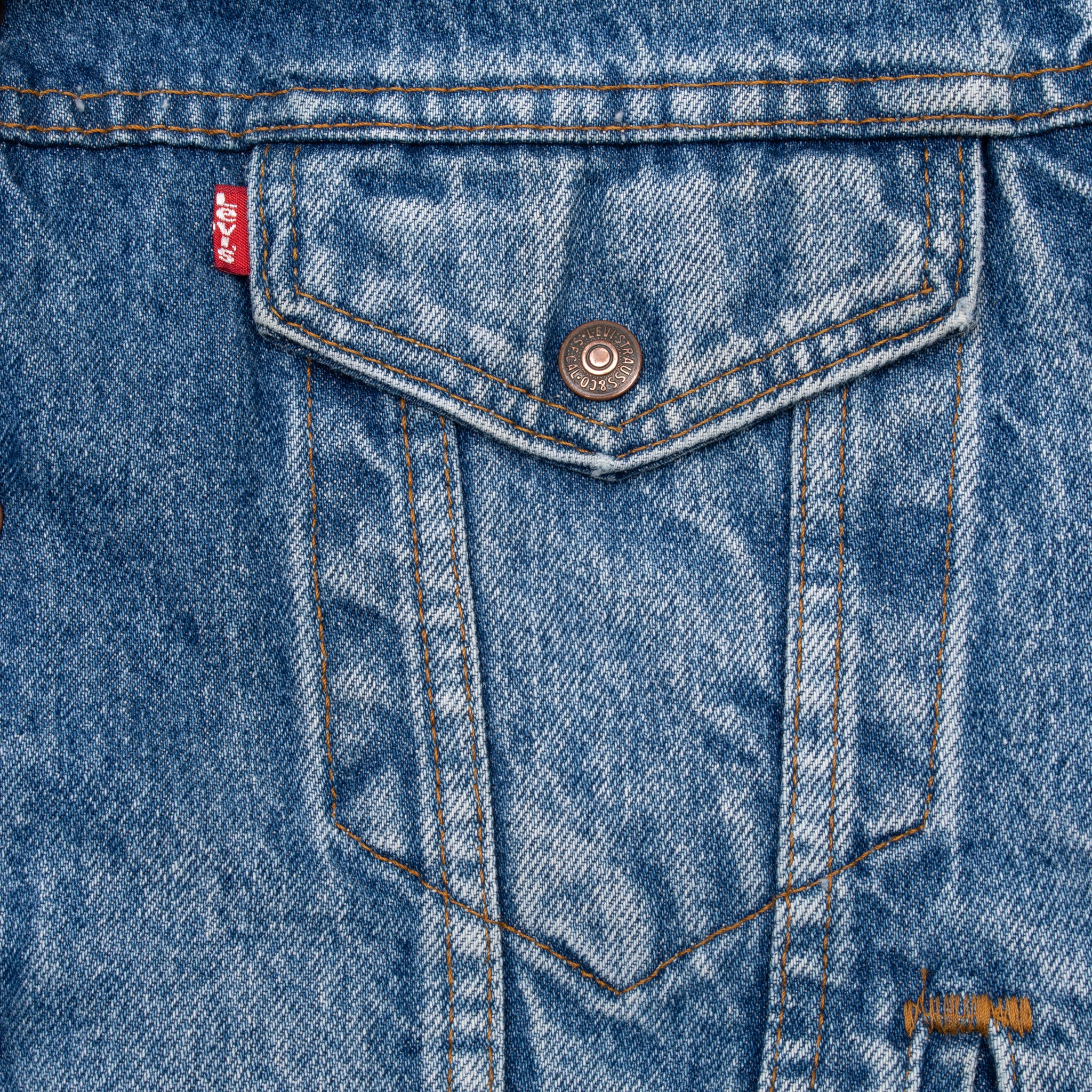 Vintage Levis Sherpa Trucker Blue Denim Jacket 1980S Size 42R Made In Usa