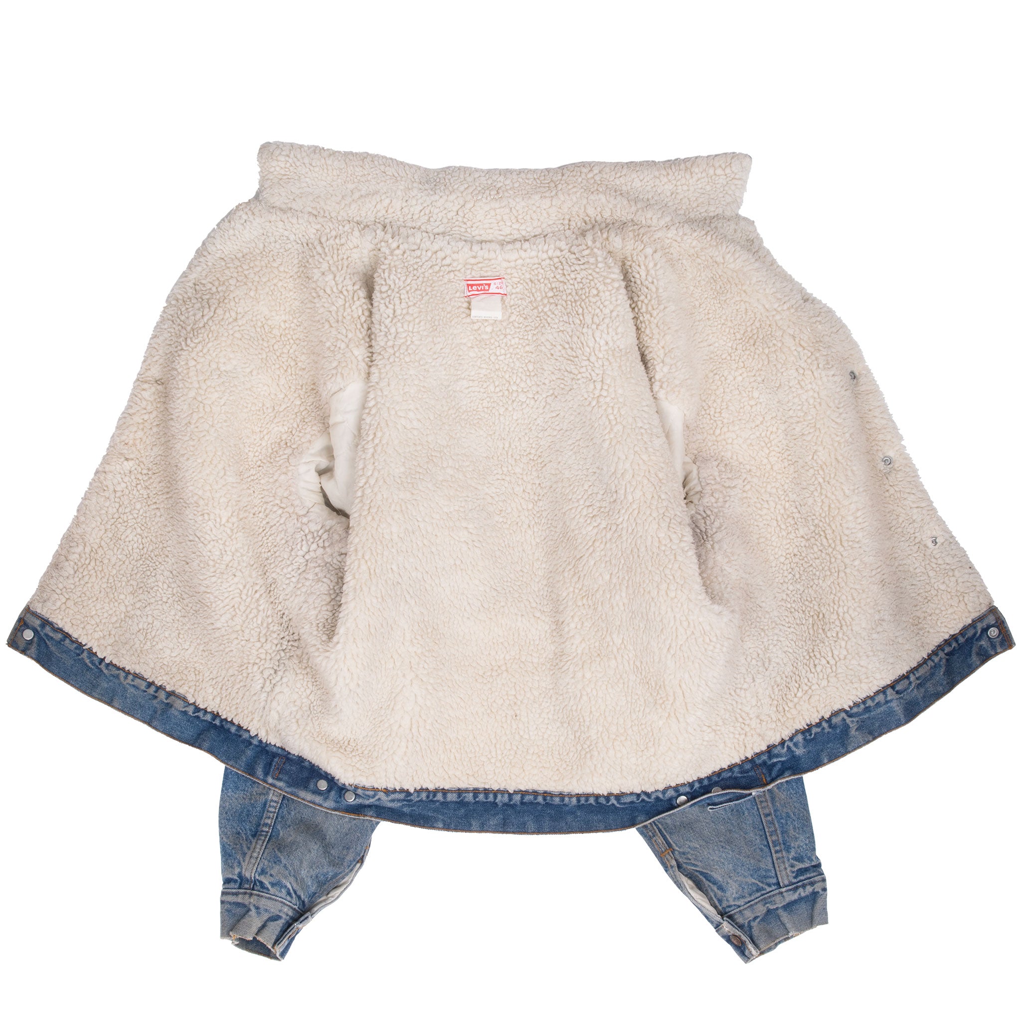 Vintage Levis Sherpa Trucker Denim Jacket 2 Pockets 1970S Size 46 Made In Usa