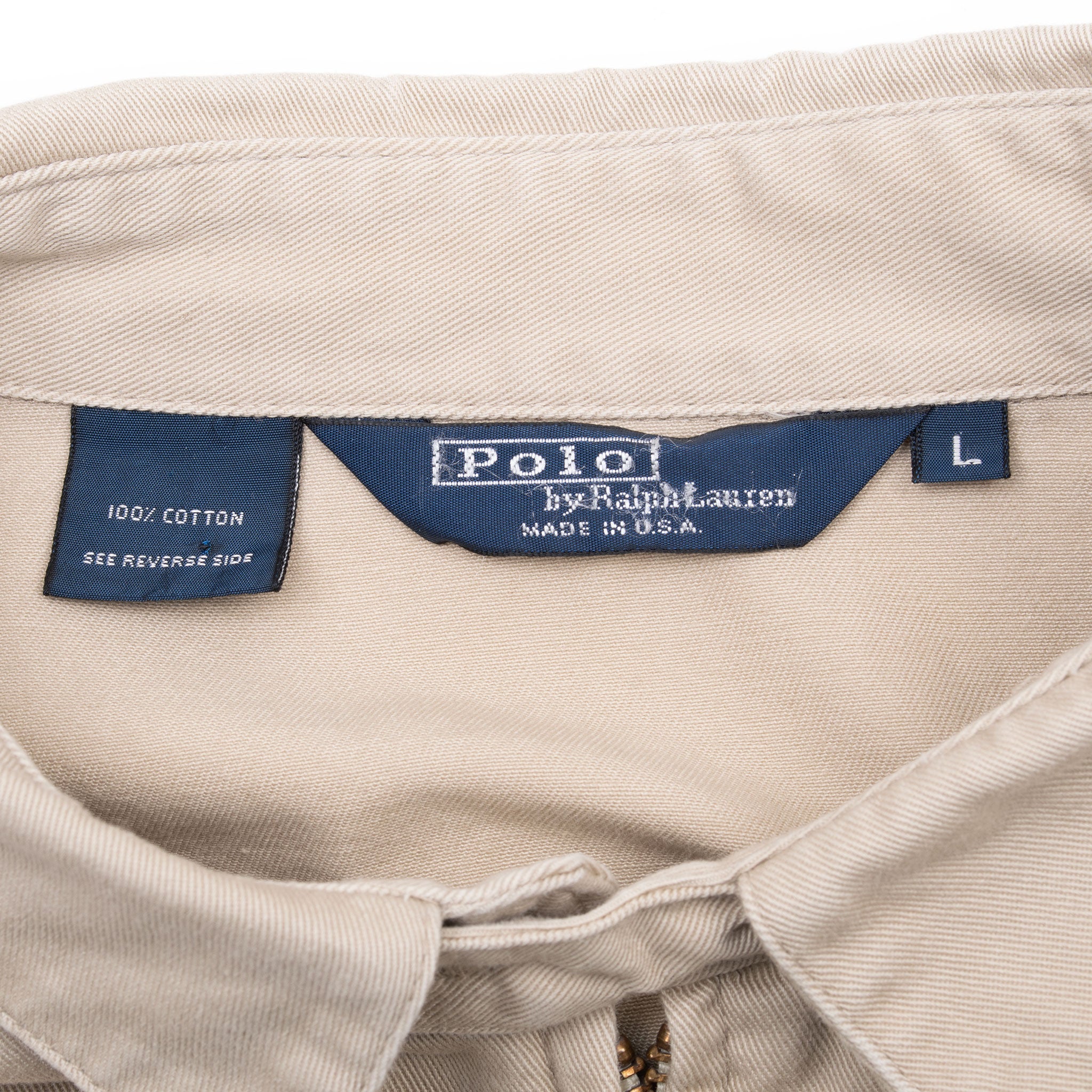 Vintage Ralph Lauren Beige Harrington Golf Jacket 1990S Size Large Made In USA