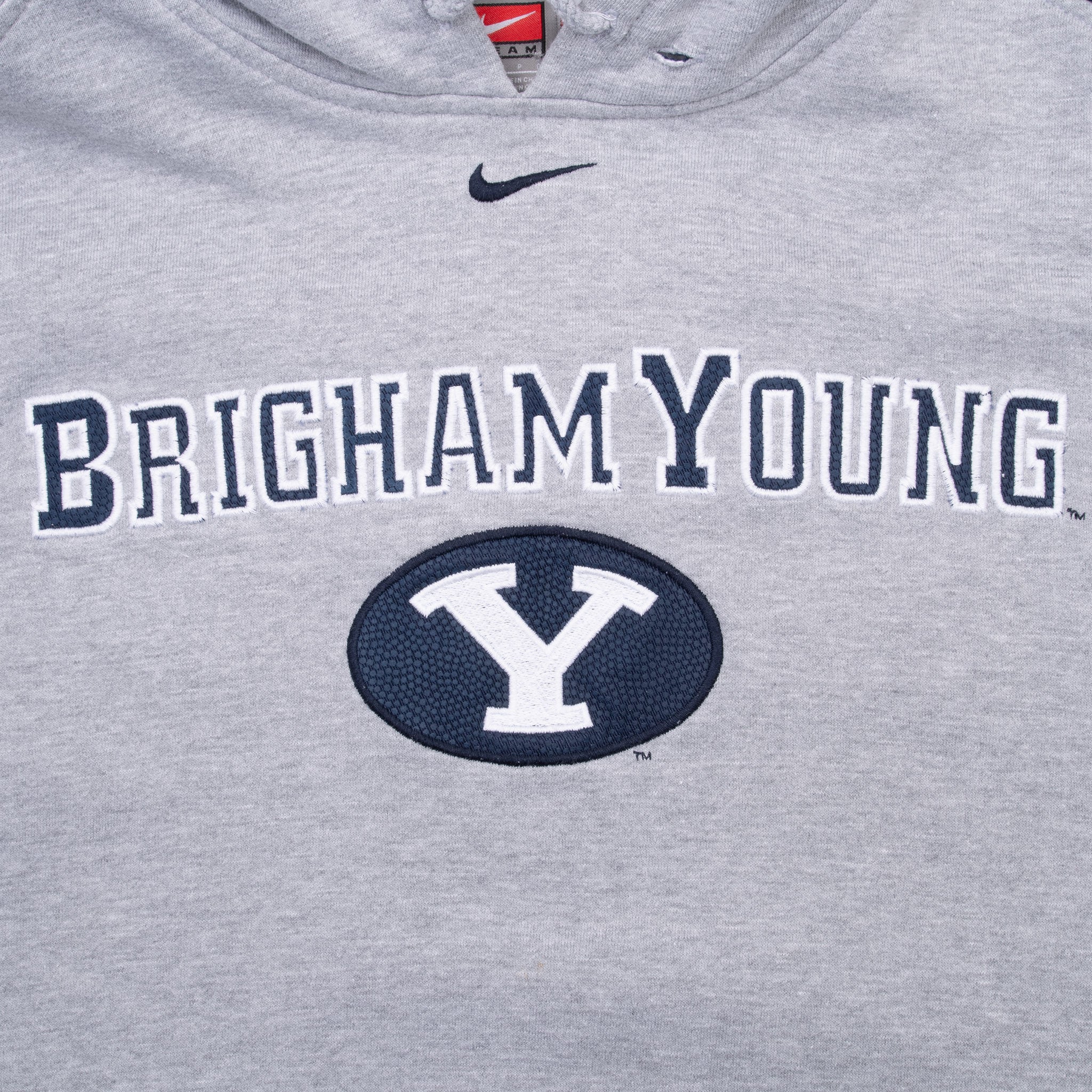 Vintage Nike Ncaa Byu Brigham Young Grey Hoodie Sweatshirt 2000S Size Small