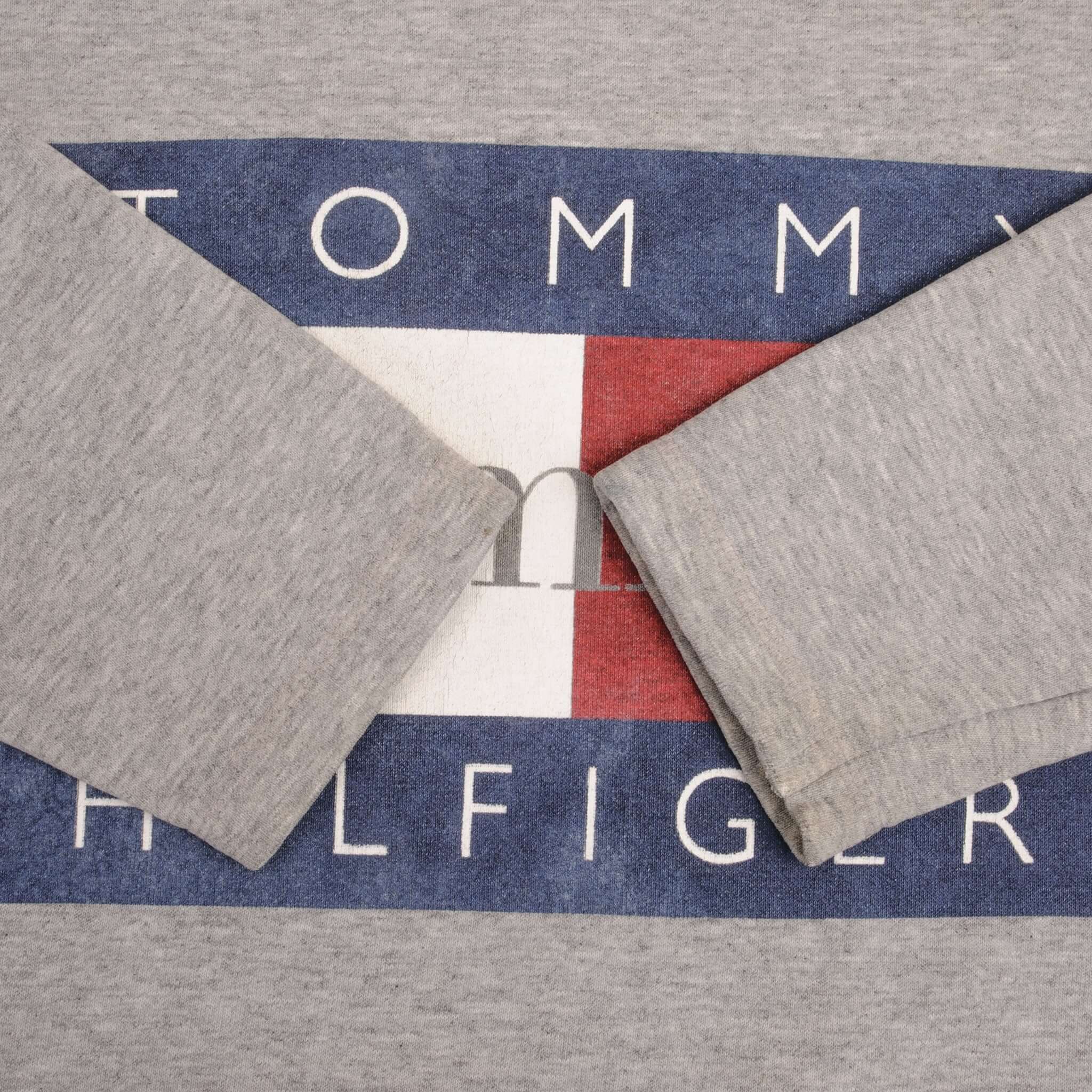 Vintage Tommy Hilfiger Spellout 1990S Grey Sweatshirt Size Medium Made In USA
