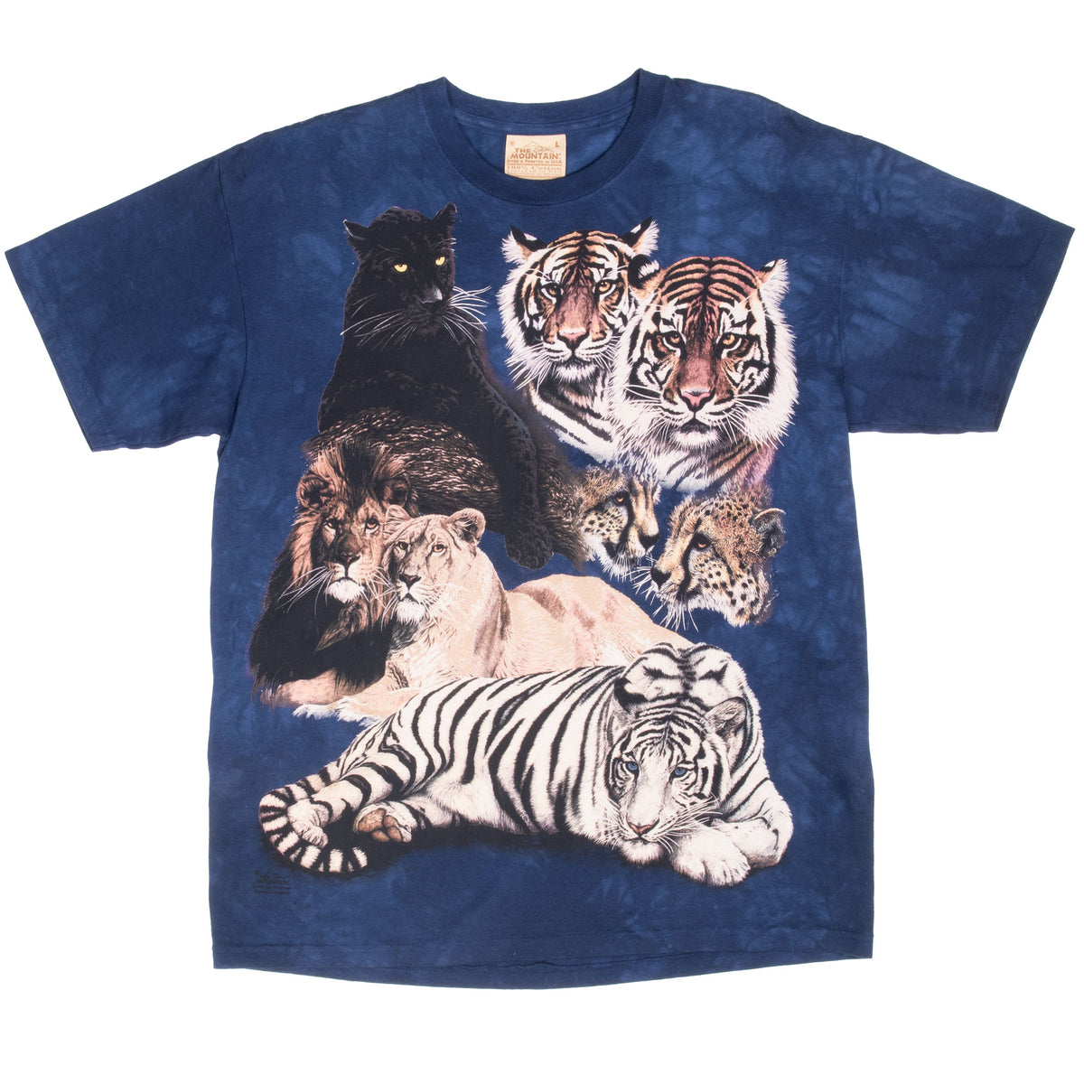 Vintage The Mountain Animal Print Tigers Lions Panthers Tee Shirt 2002 Size Large