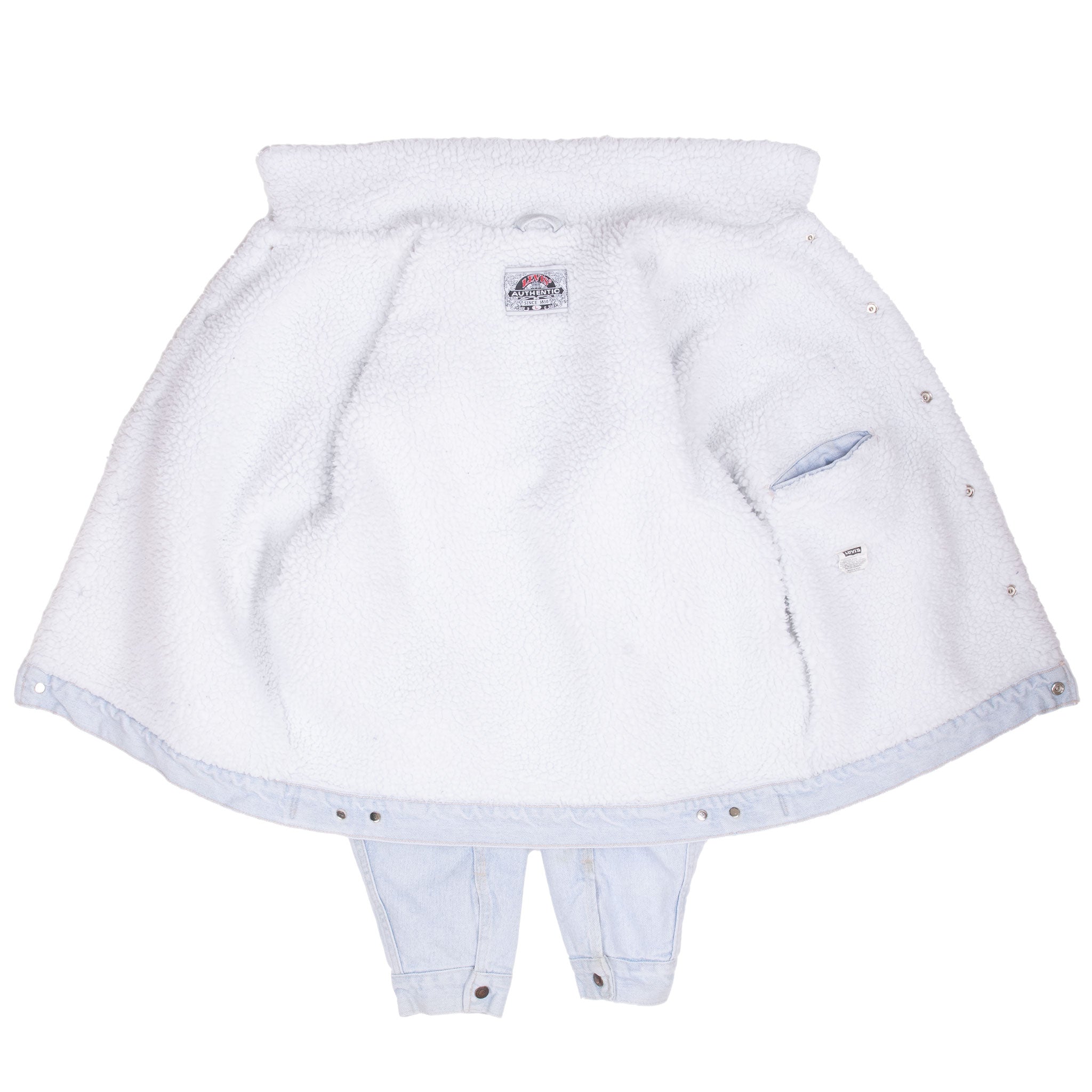 Vintage Levis Sherpa Trucker Blue Light Wash Denim Jacket 1980S Size Large Made In Usa