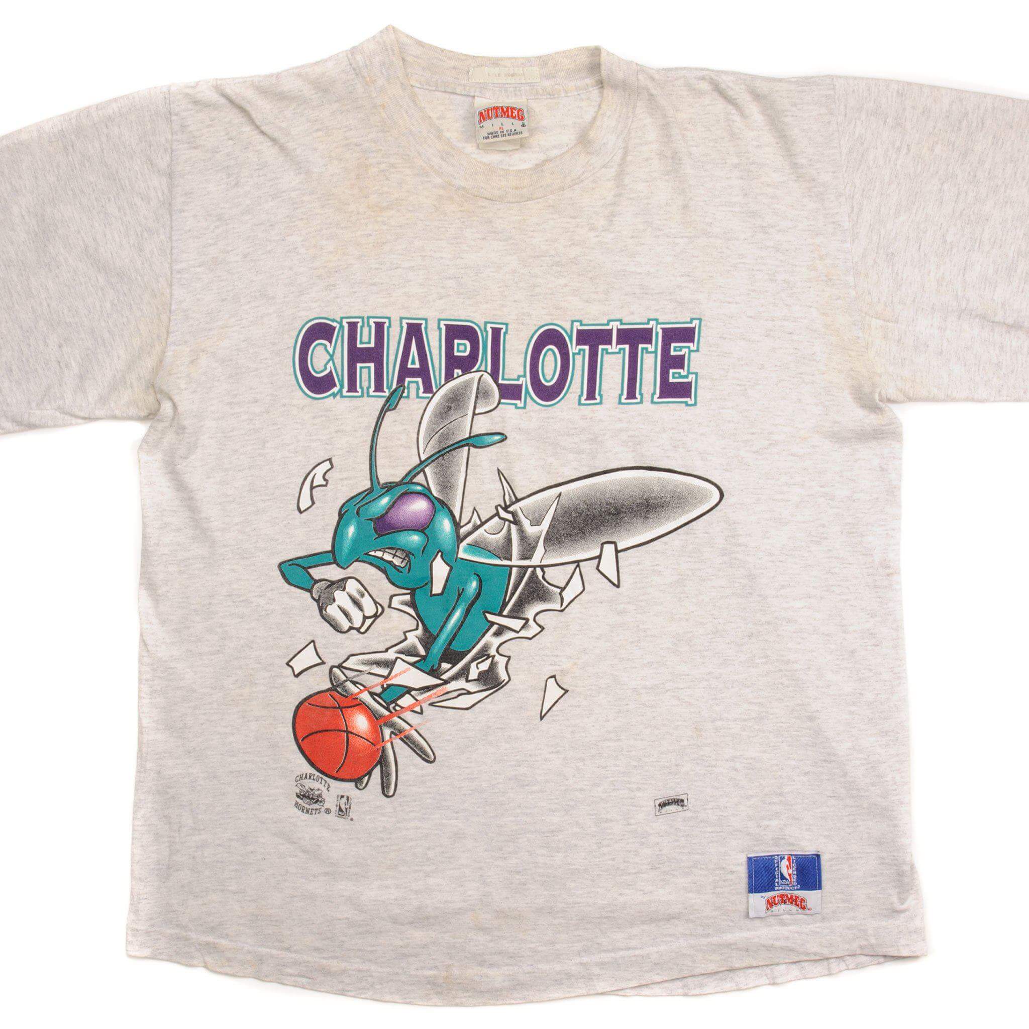 VINTAGE NBA CHARLOTTE HORNETS TEE SHIRT SIZE XL MADE IN USA
