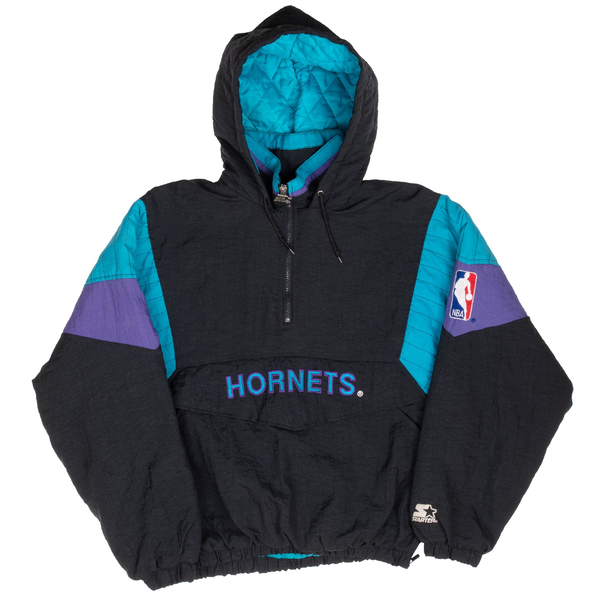 Vintage Nba Starter Charlotte Hornets Pullover Heavy Windbreaker Jacket 1990S Size XL