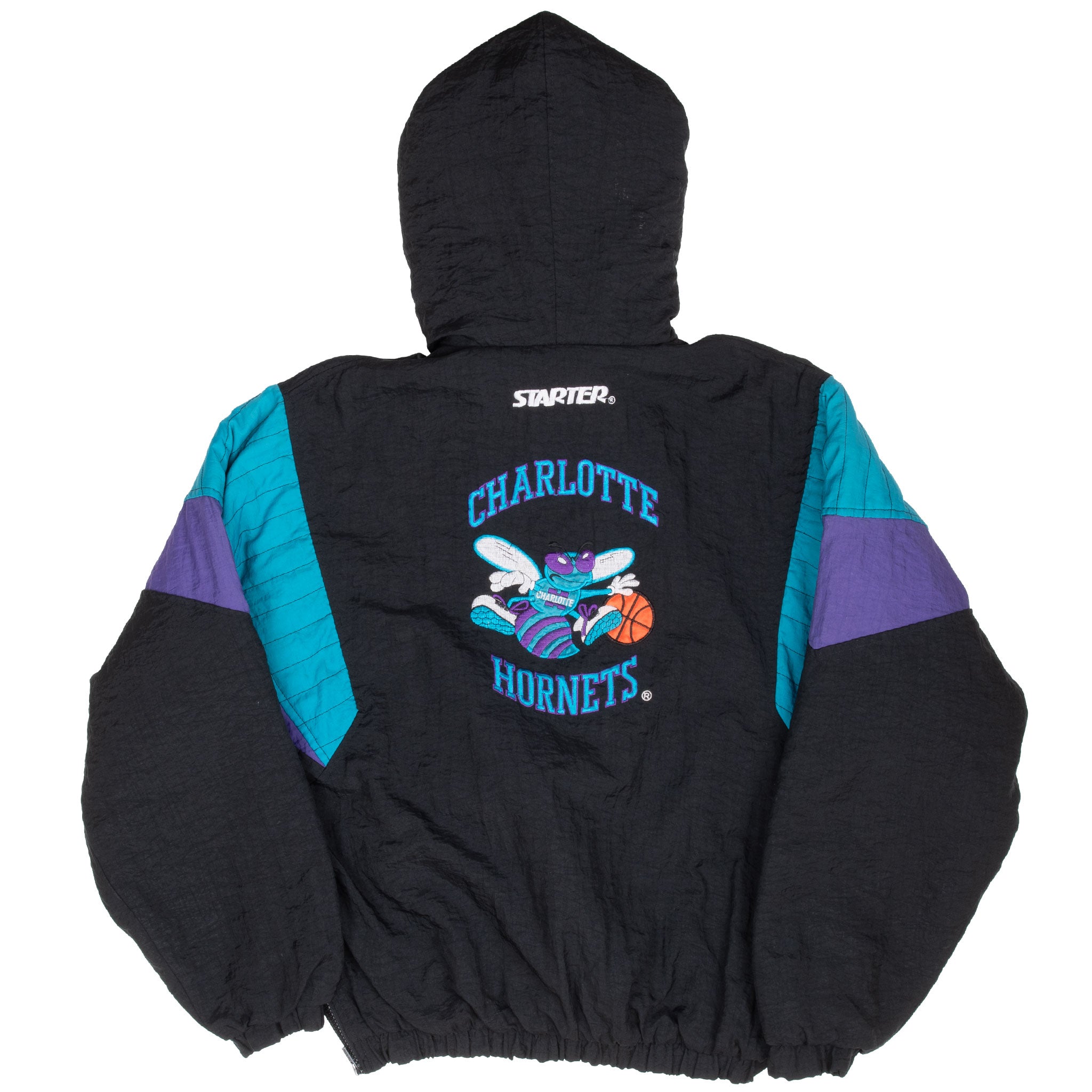 Vintage Nba Starter Charlotte Hornets Pullover Heavy Windbreaker Jacket 1990S Size XL