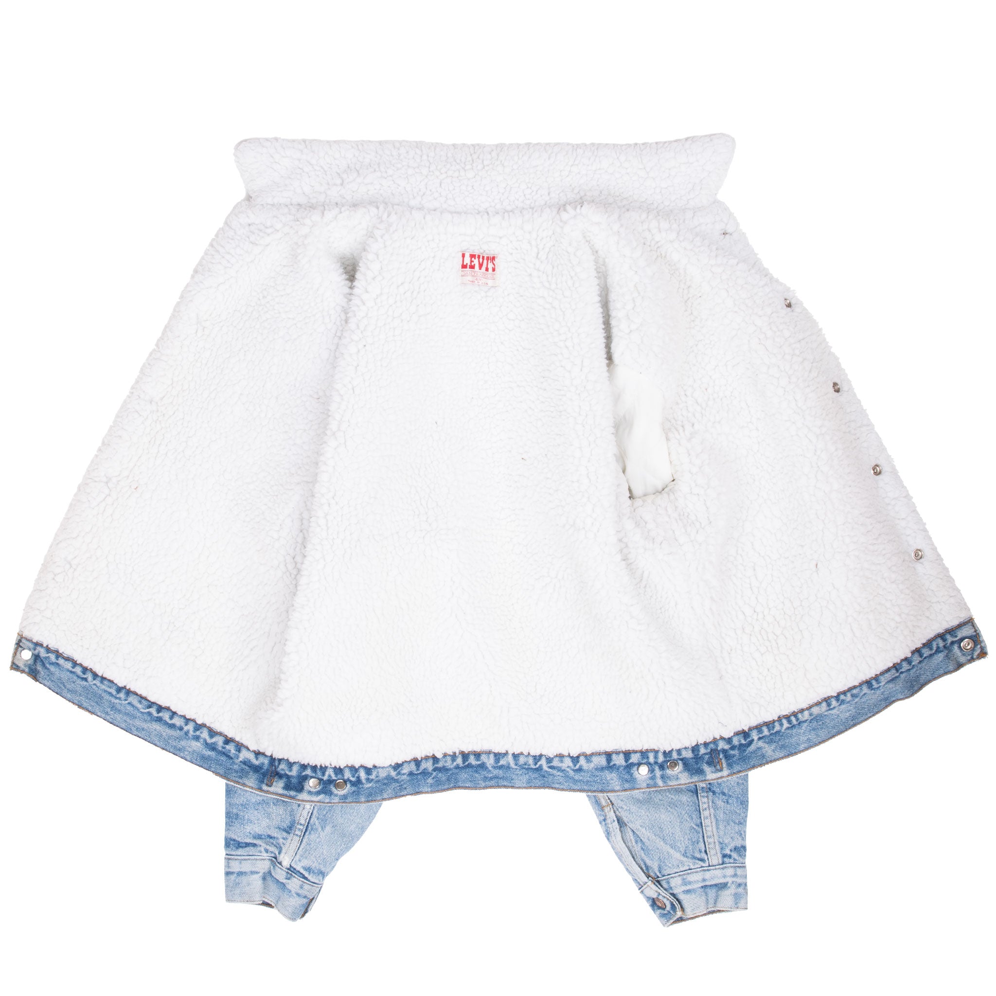 Vintage Levis Sherpa Trucker Blue Denim Jacket 1980S Size 42R Made In Usa