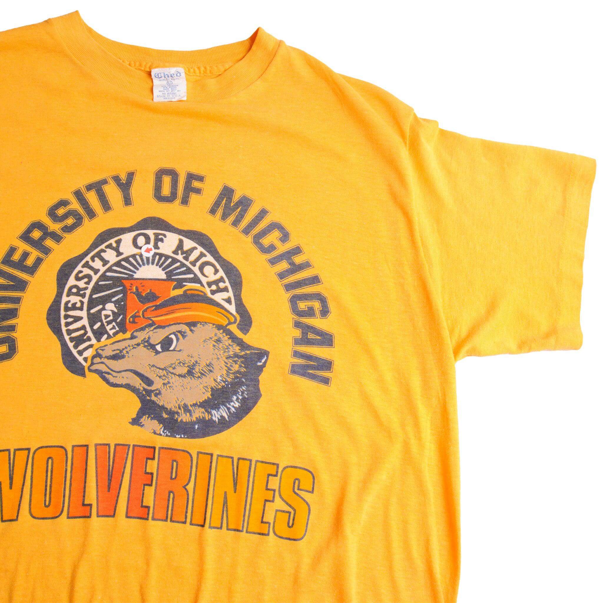 VINTAGE UNIVERSITY OF MICHIGAN WOLVERINES TEE SHIRT 1980s SIZE LARGE MADE IN USA