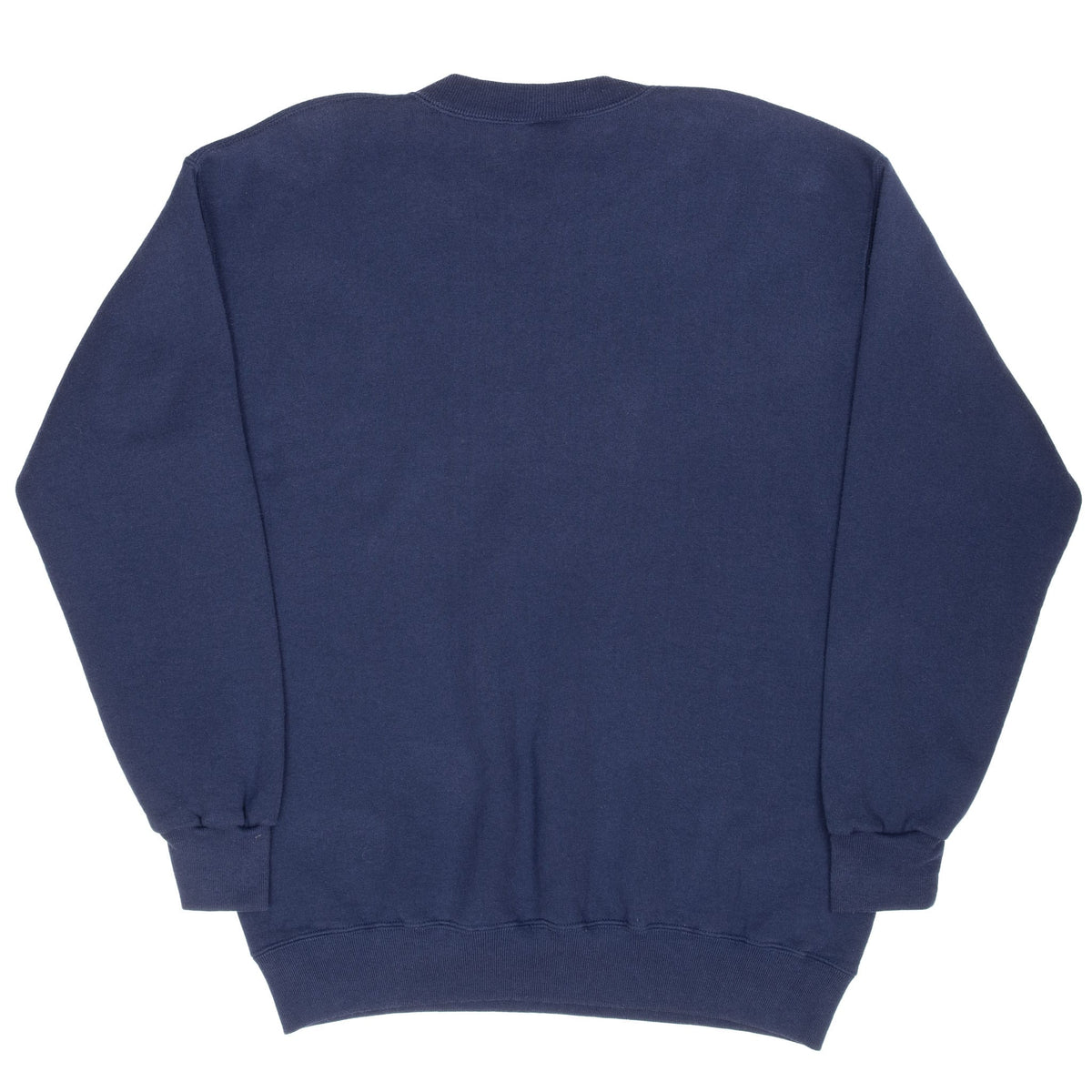 Plain back of navy Dallas Cowboys crewneck sweatshirt with ribbed cuffs and hem