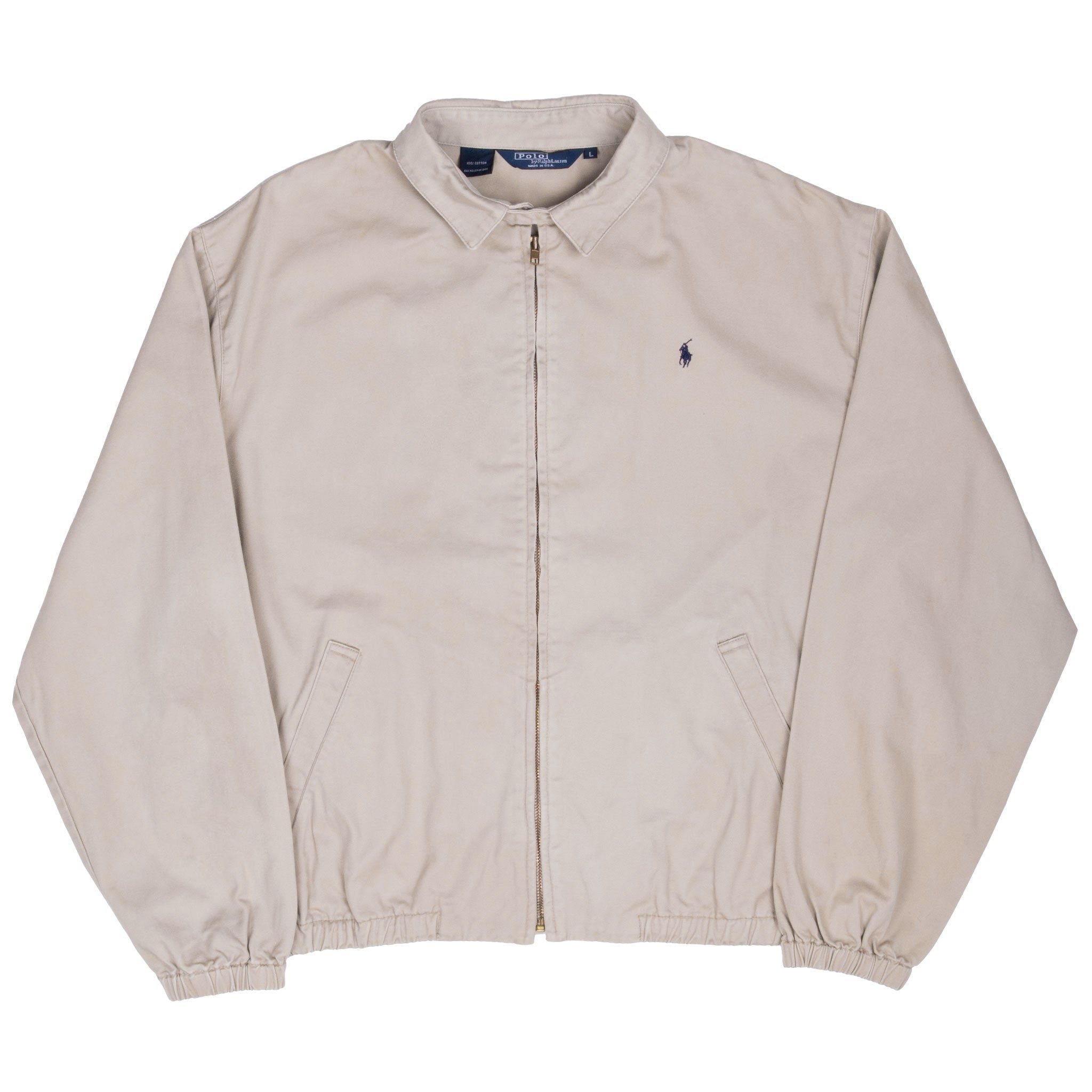 Vintage Ralph Lauren Beige Harrington Golf Jacket 1990S Size Large Made In USA