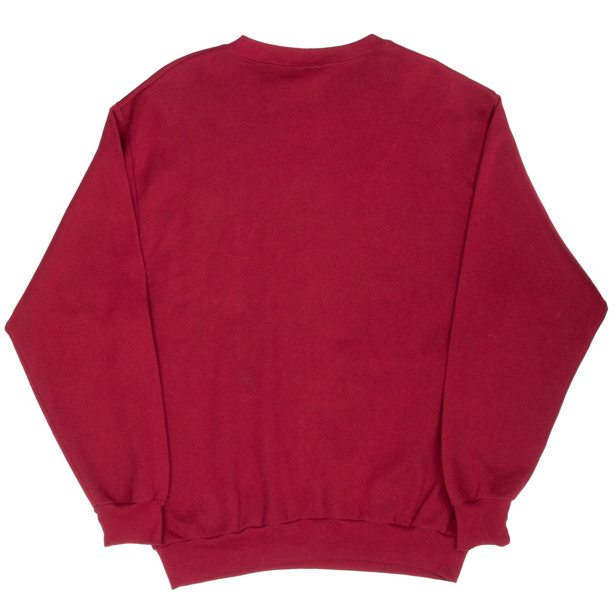 Back of cardinal red USC Trojans crewneck sweatshirt with ribbed cuffs and hem