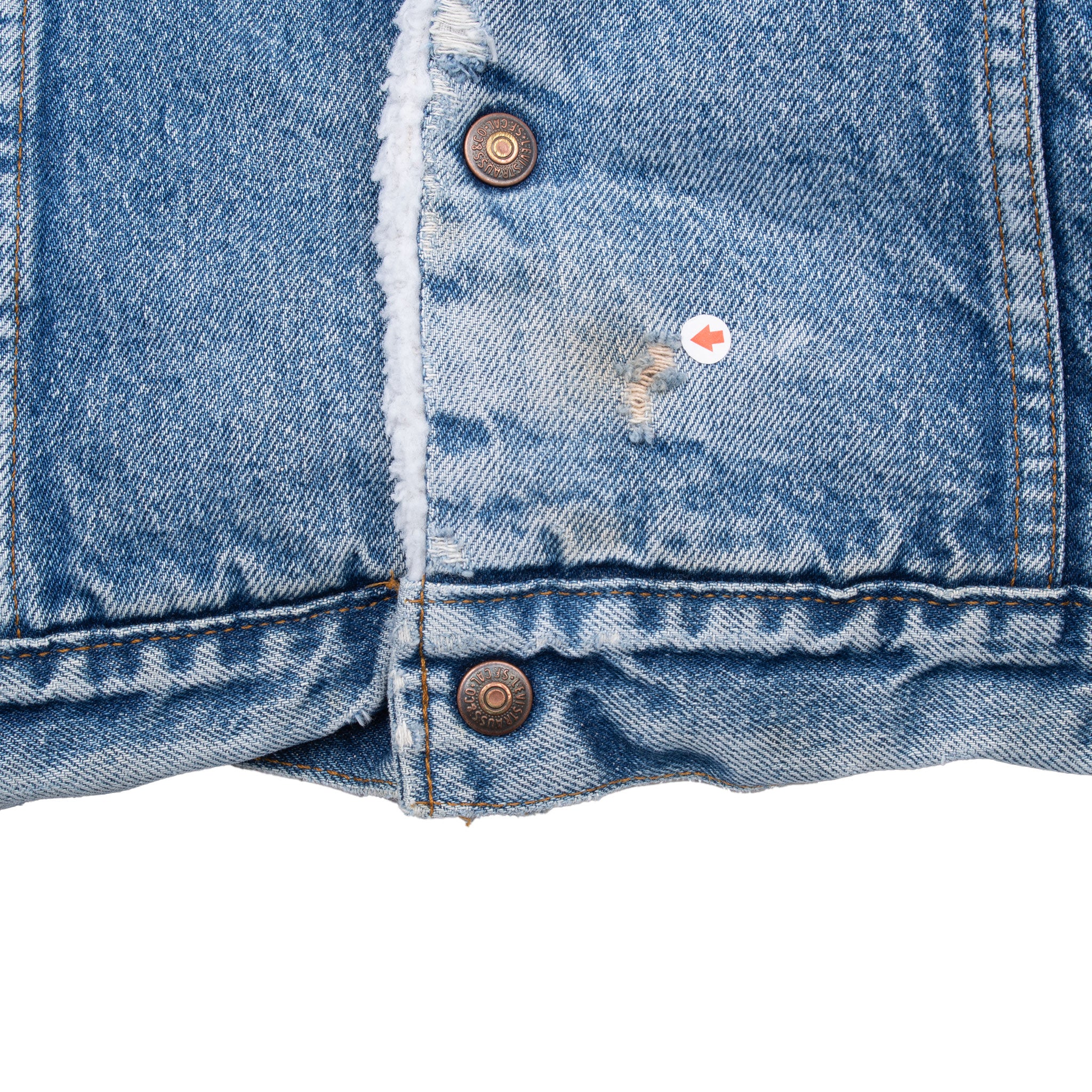 Vintage Levis Sherpa Trucker Blue Denim Jacket 1980S Size 42R Made In Usa