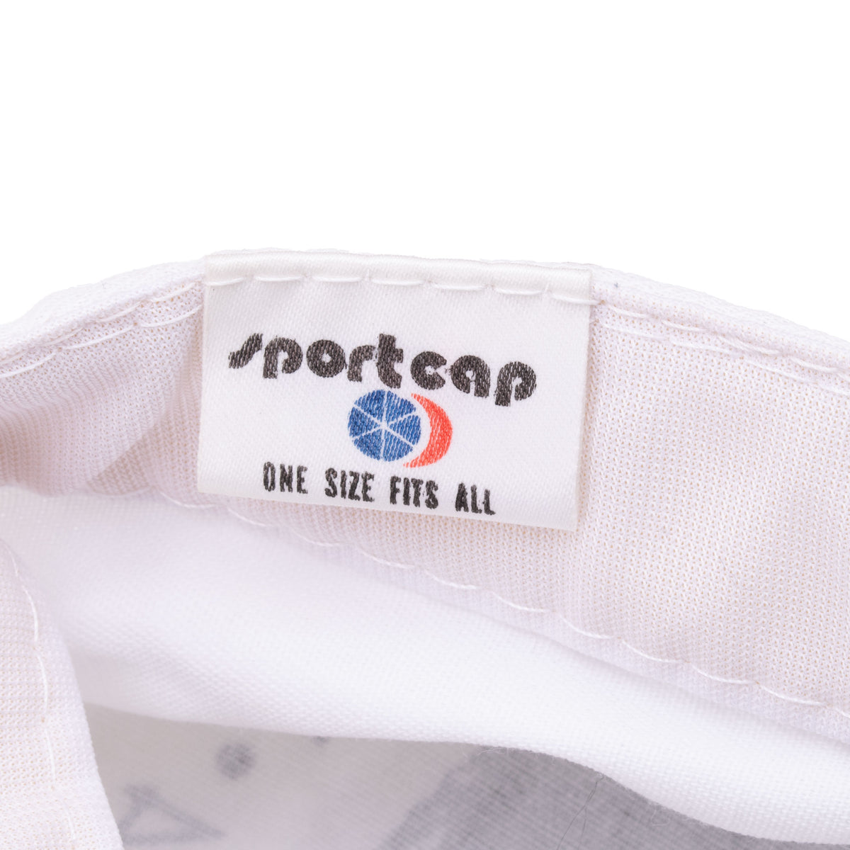 Interior Sportcap label reading One Size Fits All inside white Jacksons Victory Tour cap
