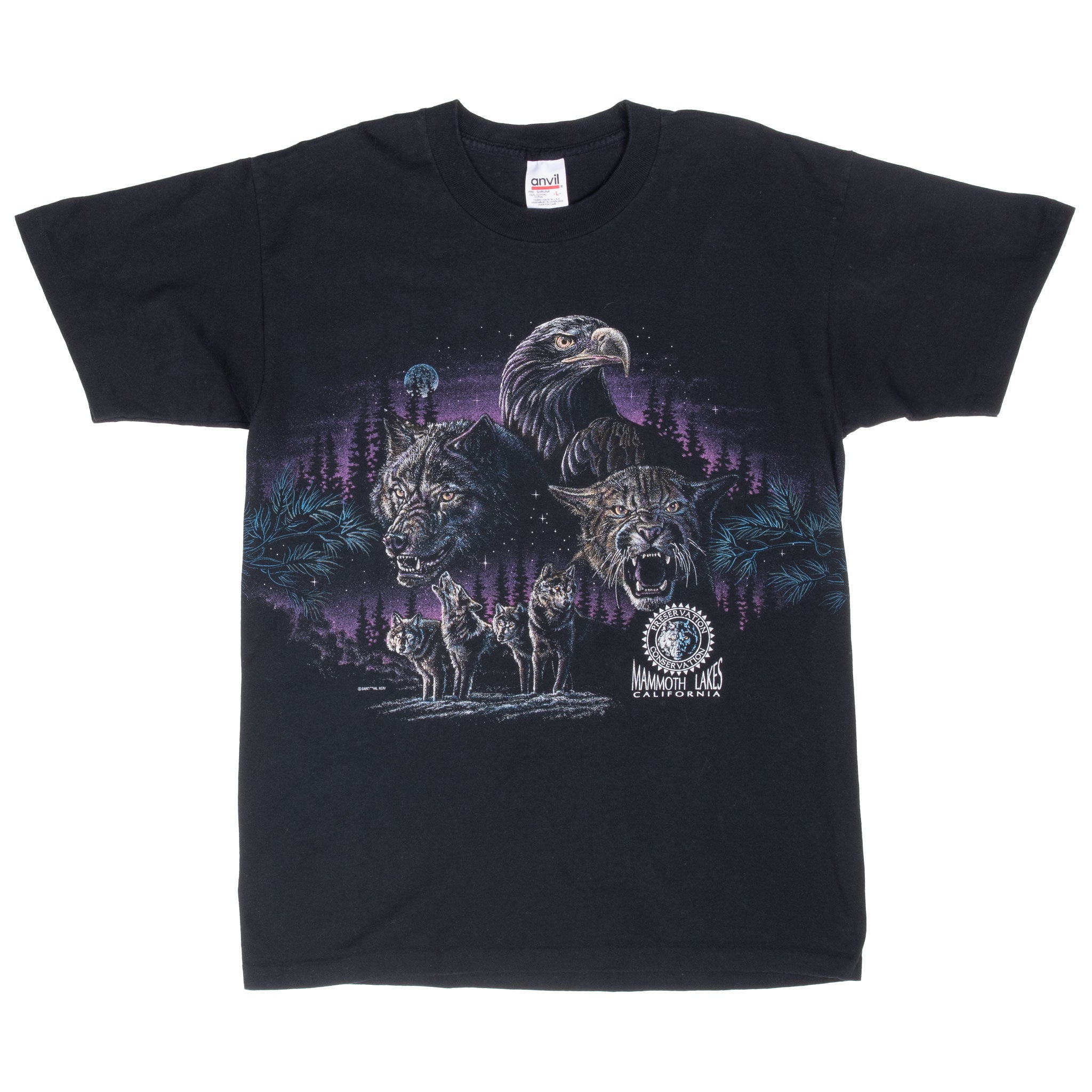 Vintage Animal Print Eagle Wolf Mammoth Lakes Tee Shirt 1994 Size Medium