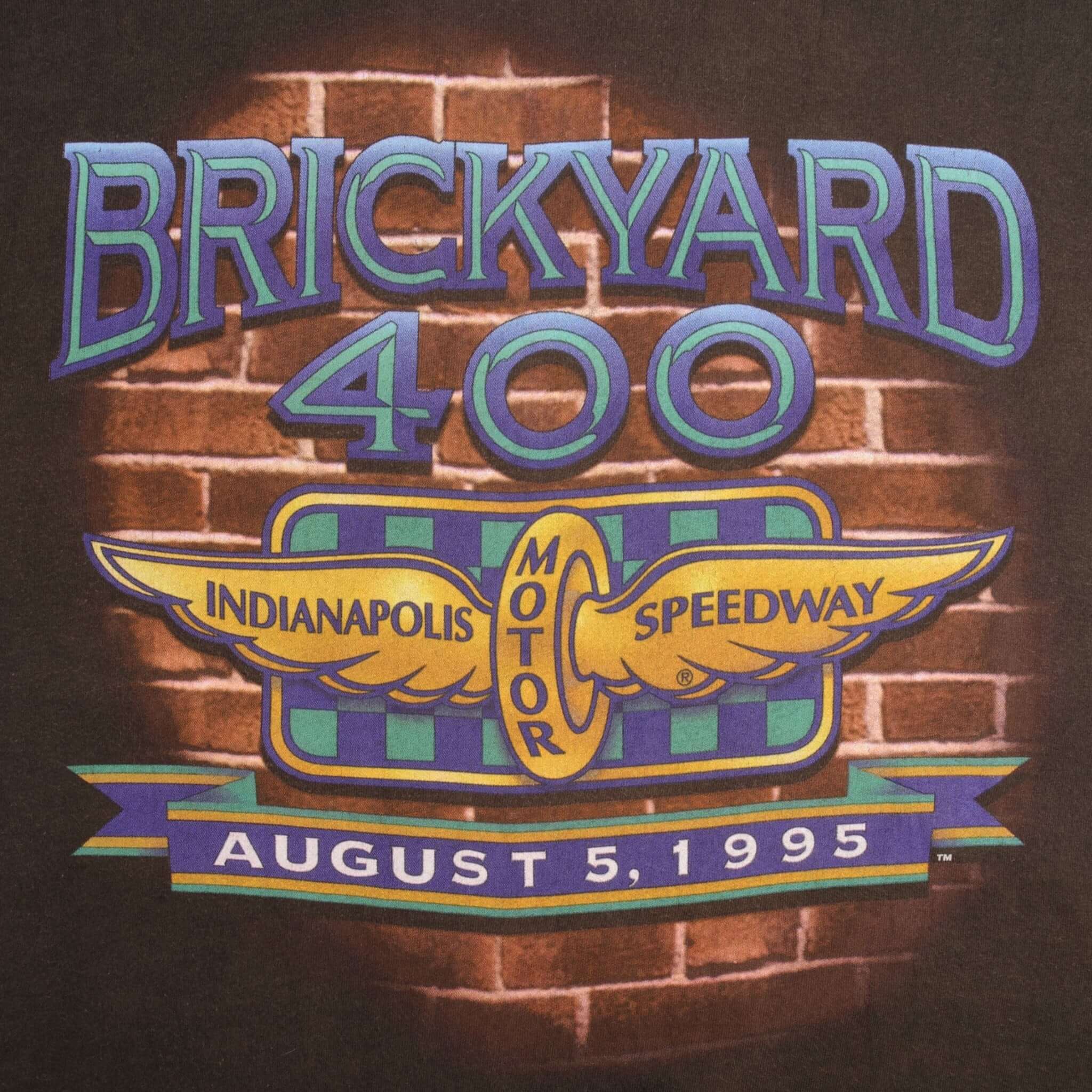 Vintage Nascar Indianapolis Brickyard 400 1995 Tee Shirt Size Xl Made In USA WITH Single Stitch Sleeves