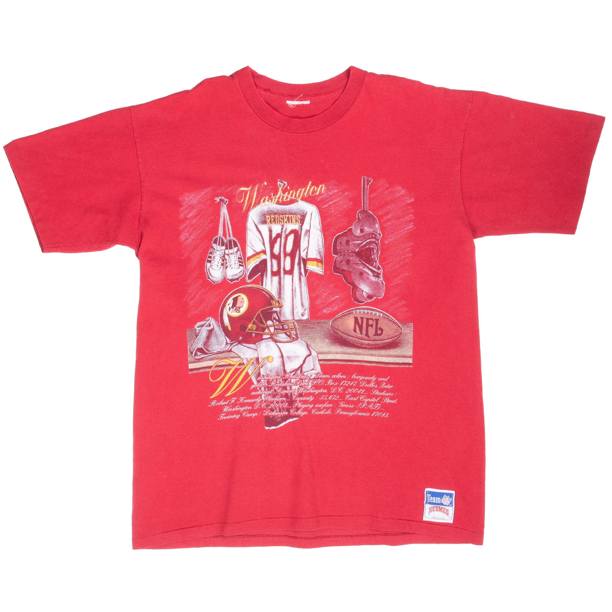 Full front view of red Washington Redskins NFL graphic T-shirt