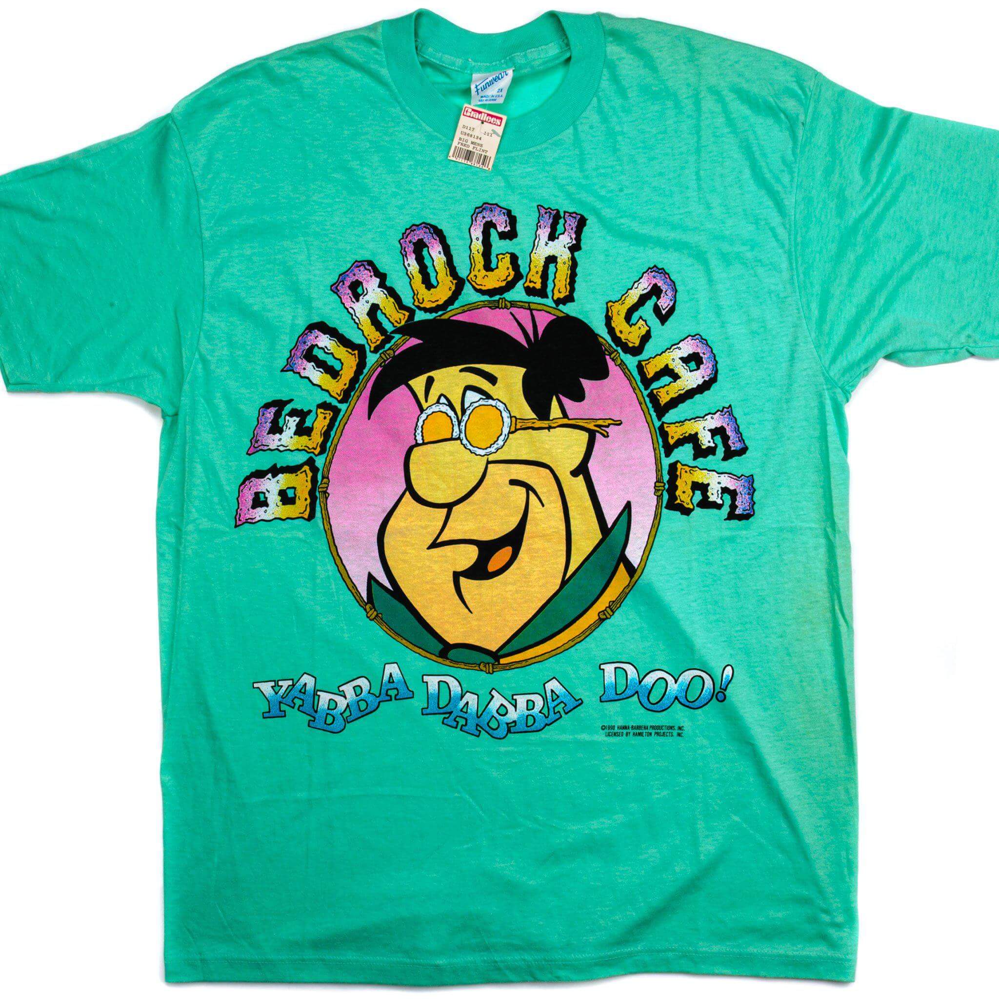 Vintage The Flintstones Bedrock Cafe Yabba Dabba Doo ! Tee Shirt 1990 Size Large Made In USA Deadstock.
