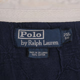 Vintage Ralph Lauren New York Blue & Green Striped Rugby Polo Shirt 1990S Size 2XL Big