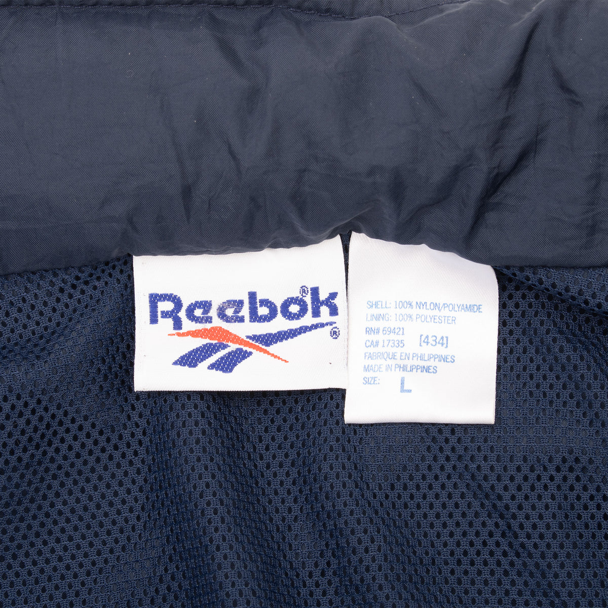 Vintage Reebok Navy Blue Windbreaker Jacket 1990S Size Large