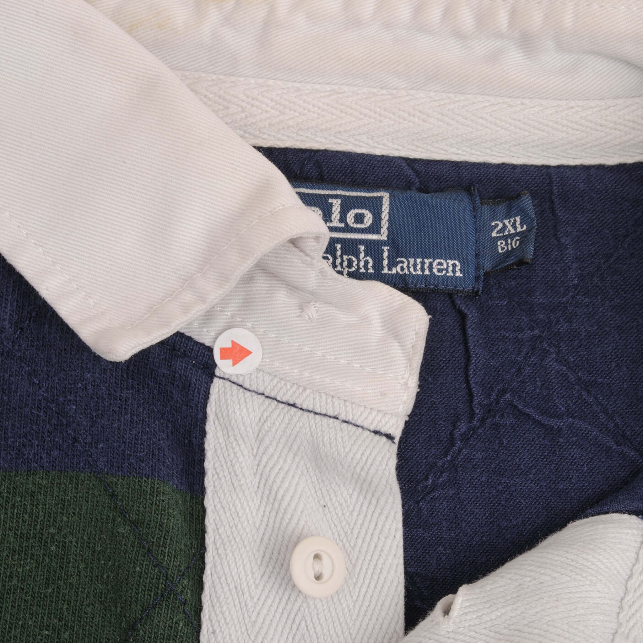 VINTAGE RALPH LAUREN NEW YORK BLUE GREEN STRIPED RUGBY POLO SHIRT 1990S 2XL BIG