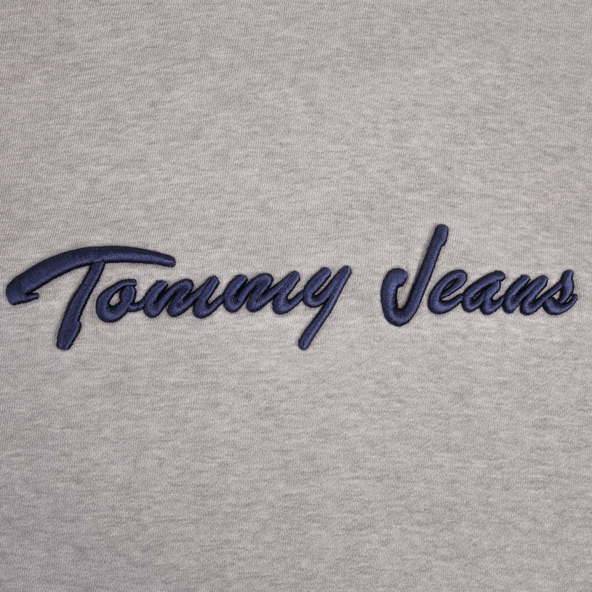 Vintage Tommy Hilfiger Jeans Embroidered Grey Hoodie Sweatshirt Size Large