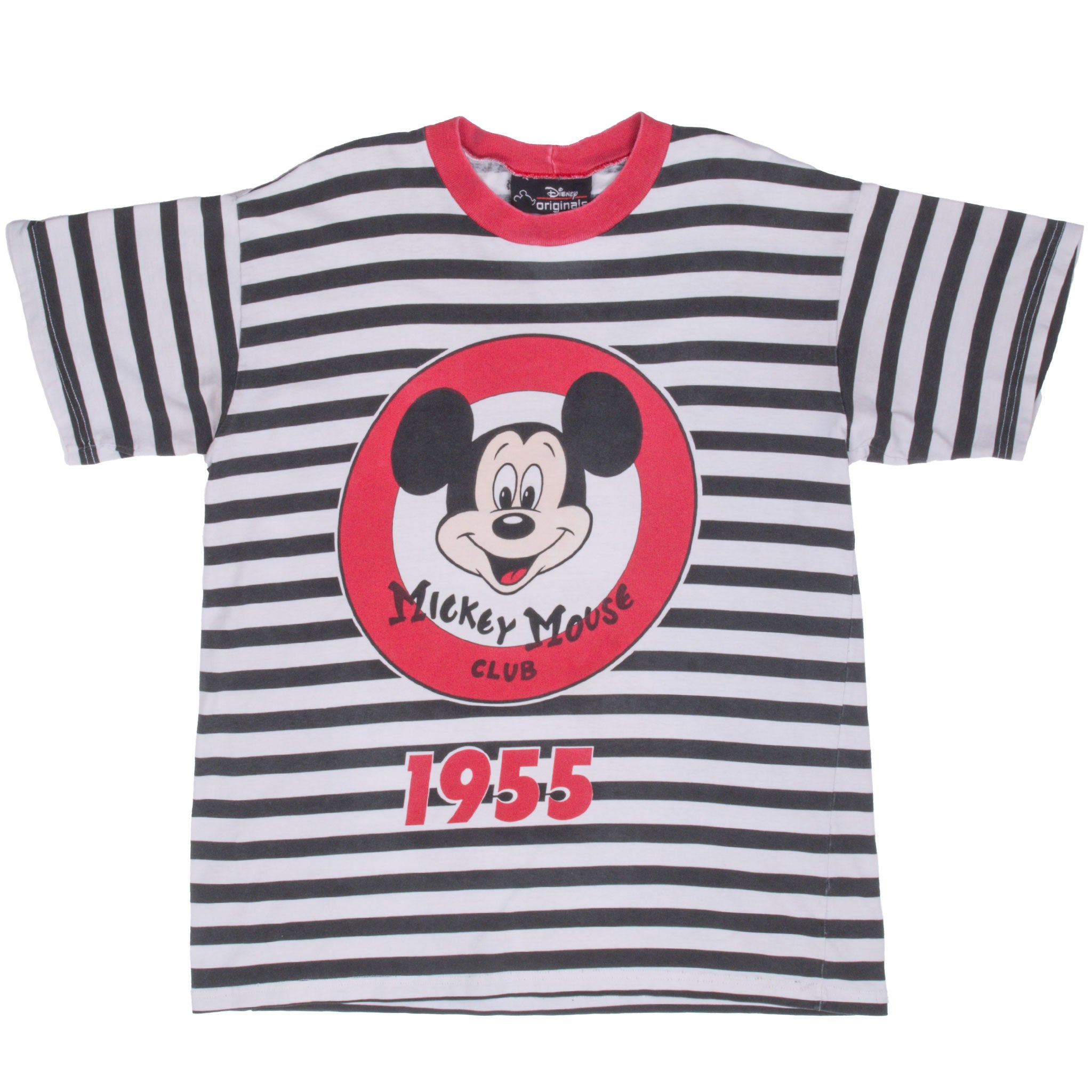 Vintage Disney Mickey Mouse Club 1955 Stripped Tee Shirt 1990S Size Large