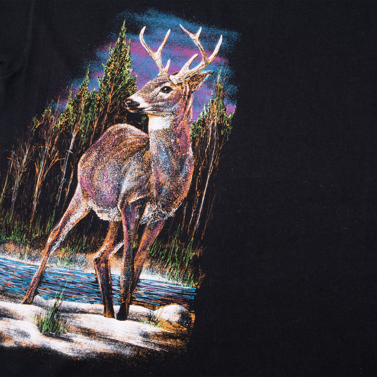 Vintage Dear Animal Print Tee Shirt 1990S Size Large Made In Usa With Single Stitch Sleeves