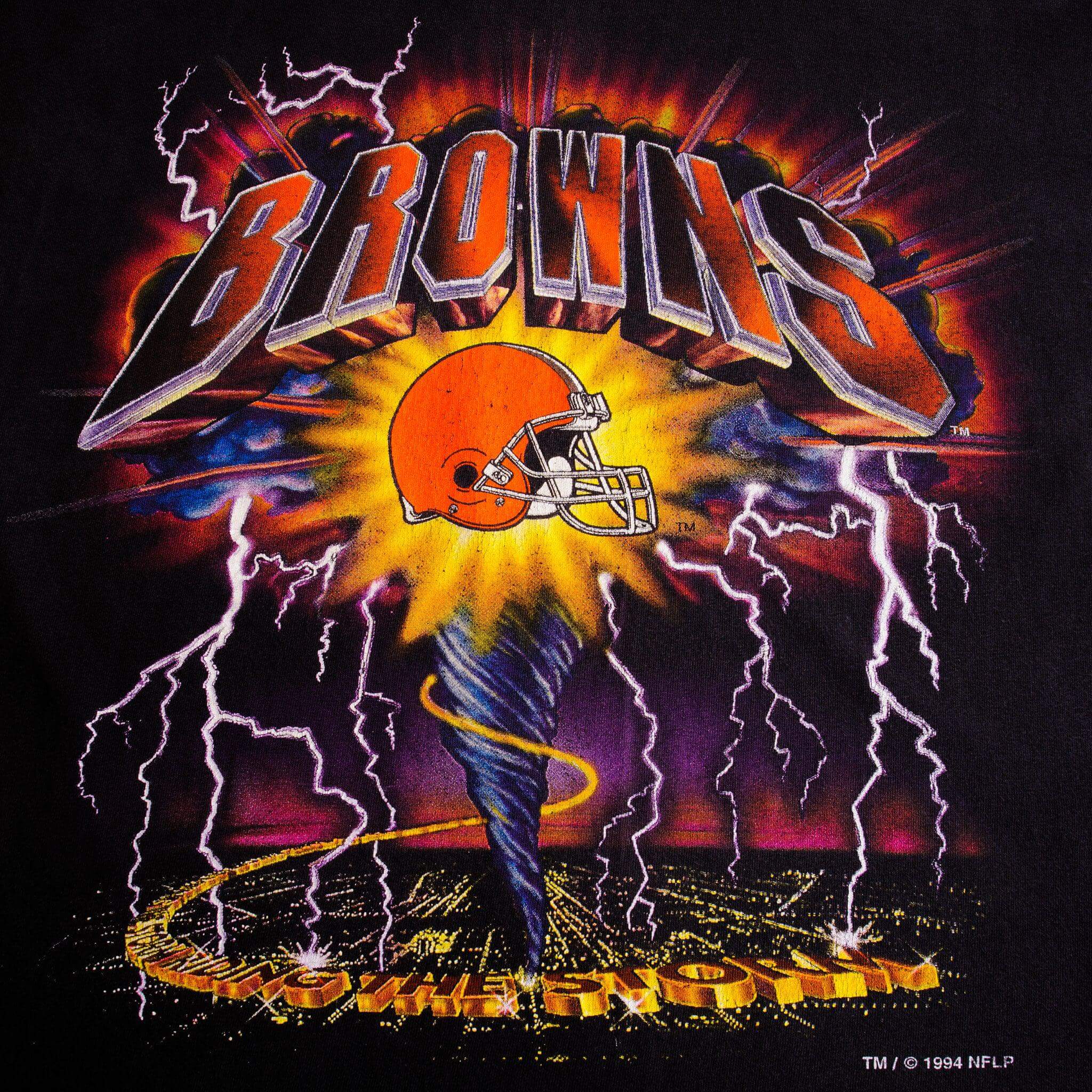 Vintage Black NFL Browns Tee Shirt Early 1994 Size XLarge Made In USA With Single Stitch Sleeves.