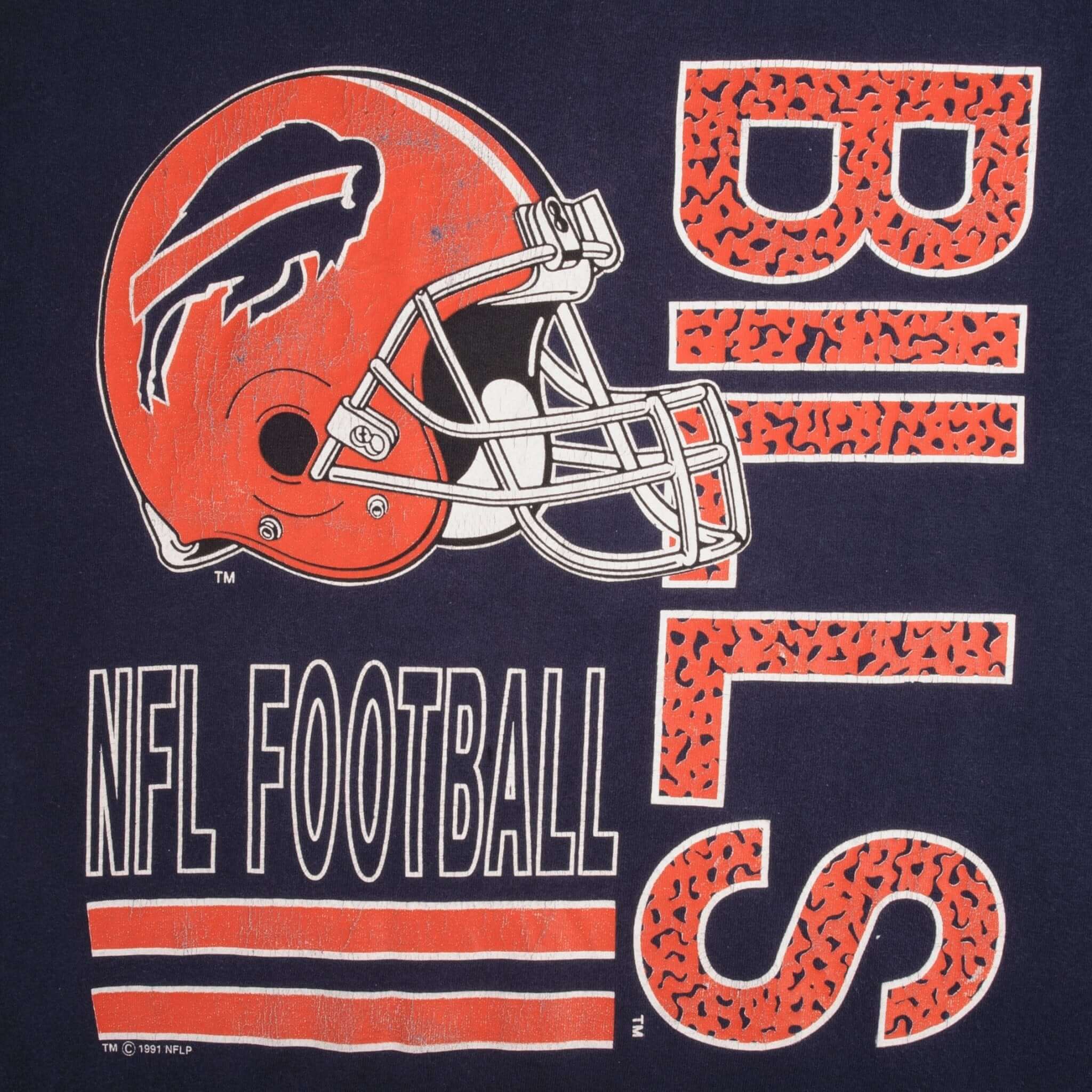 Vintage NFL Buffalo Bills 1991 Tee Shirt Size Large Made In USA With Single Stitch Sleeves
