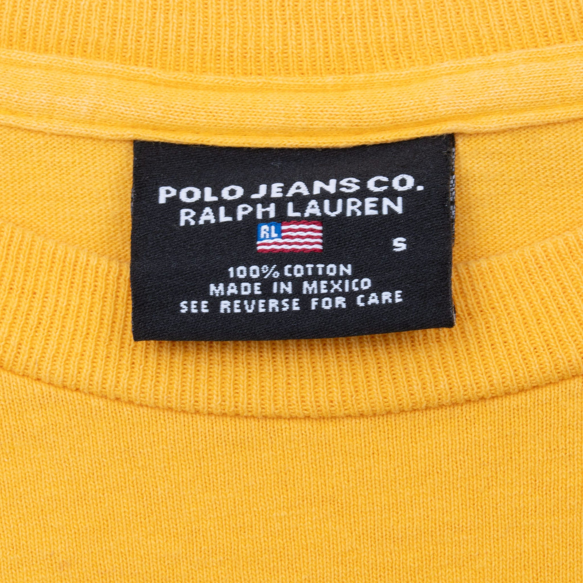 Vintage Ralph Lauren Polo Jeans Yellow Long Sleeve Tee Shirt Size Small